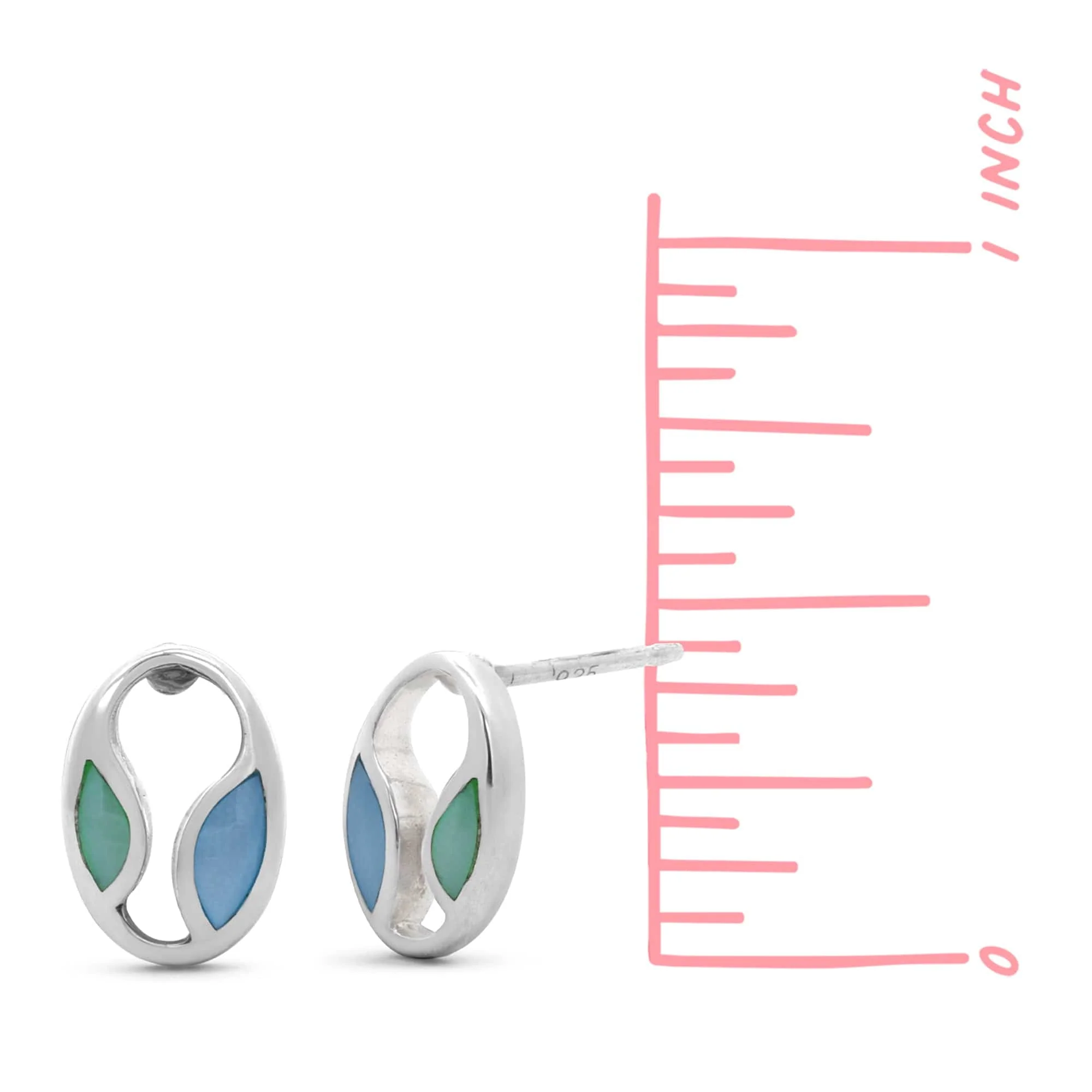 Open Oval Shape Stud with Two Color Stones - Image 4