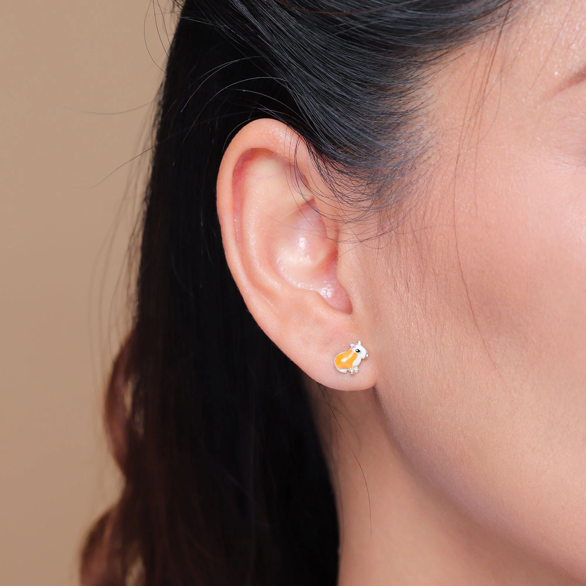 Orange Capybara Earring Studs - Image 2