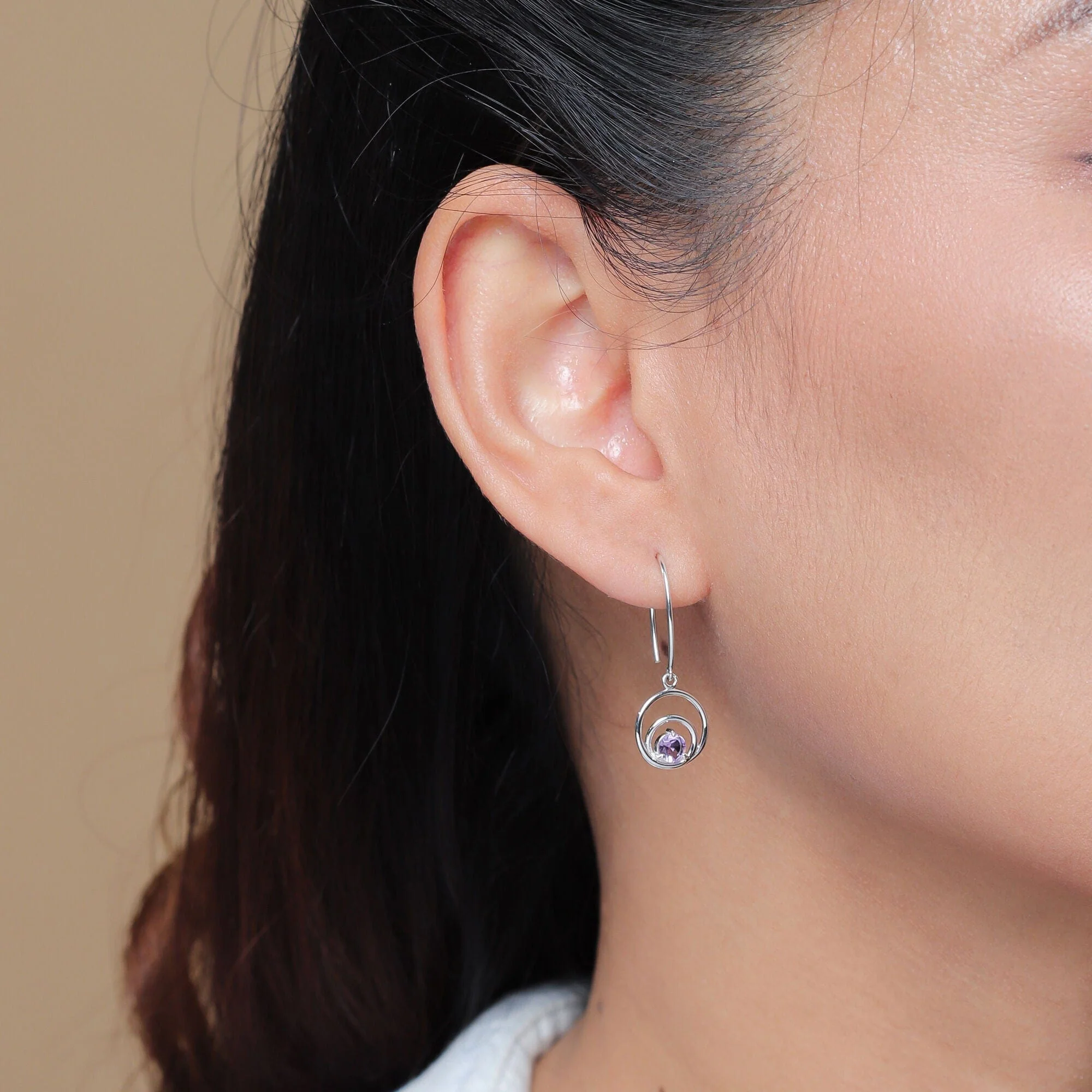Orbit Earrings with Stone - Image 2