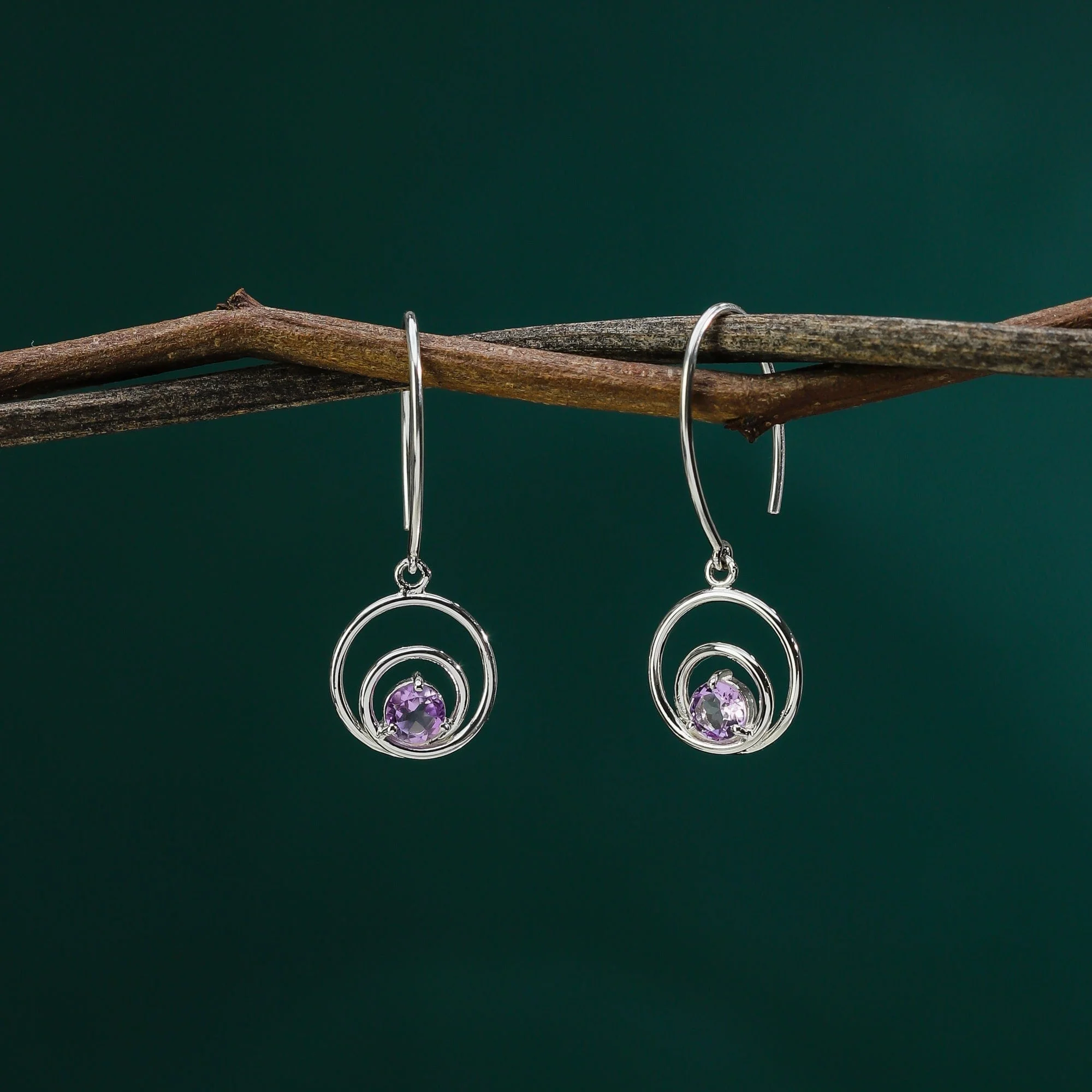 Orbit Earrings with Stone - Image 3