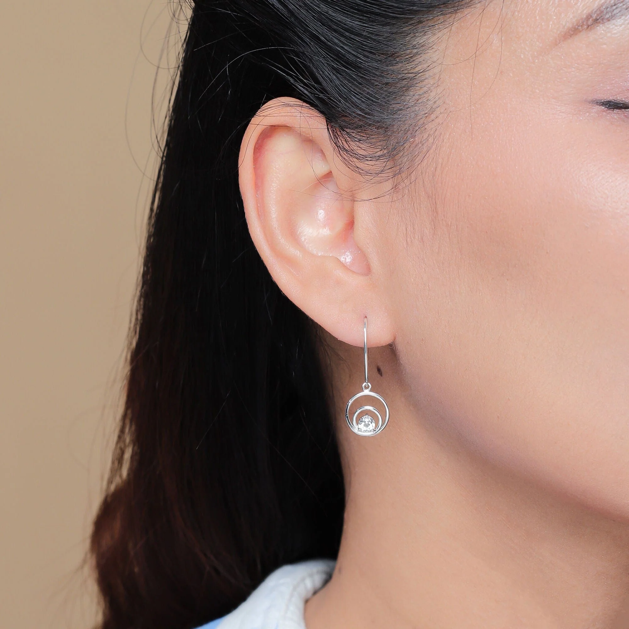 Orbit Earrings with Stone - Image 5
