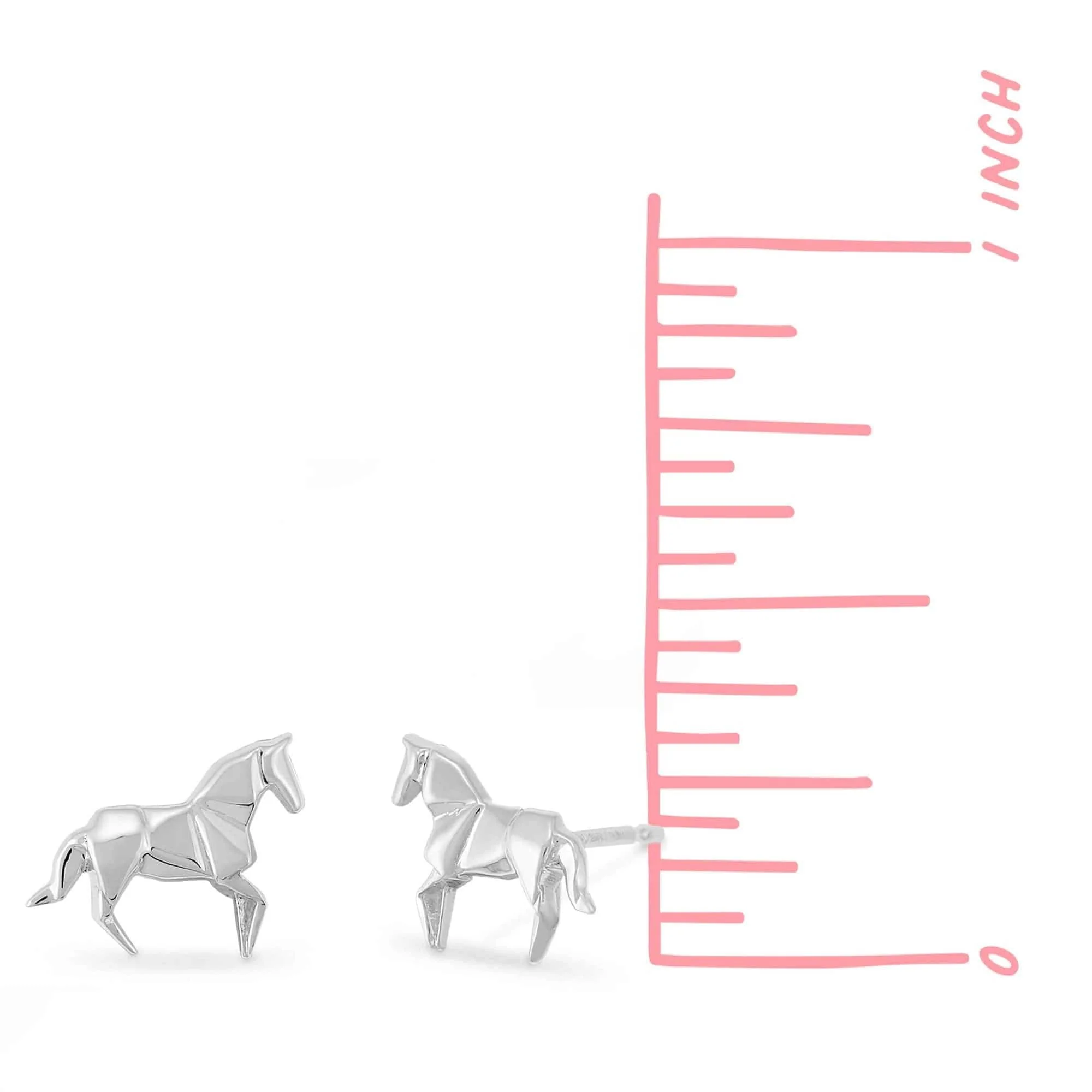 Origami Horse Stud Earrings - Image 4