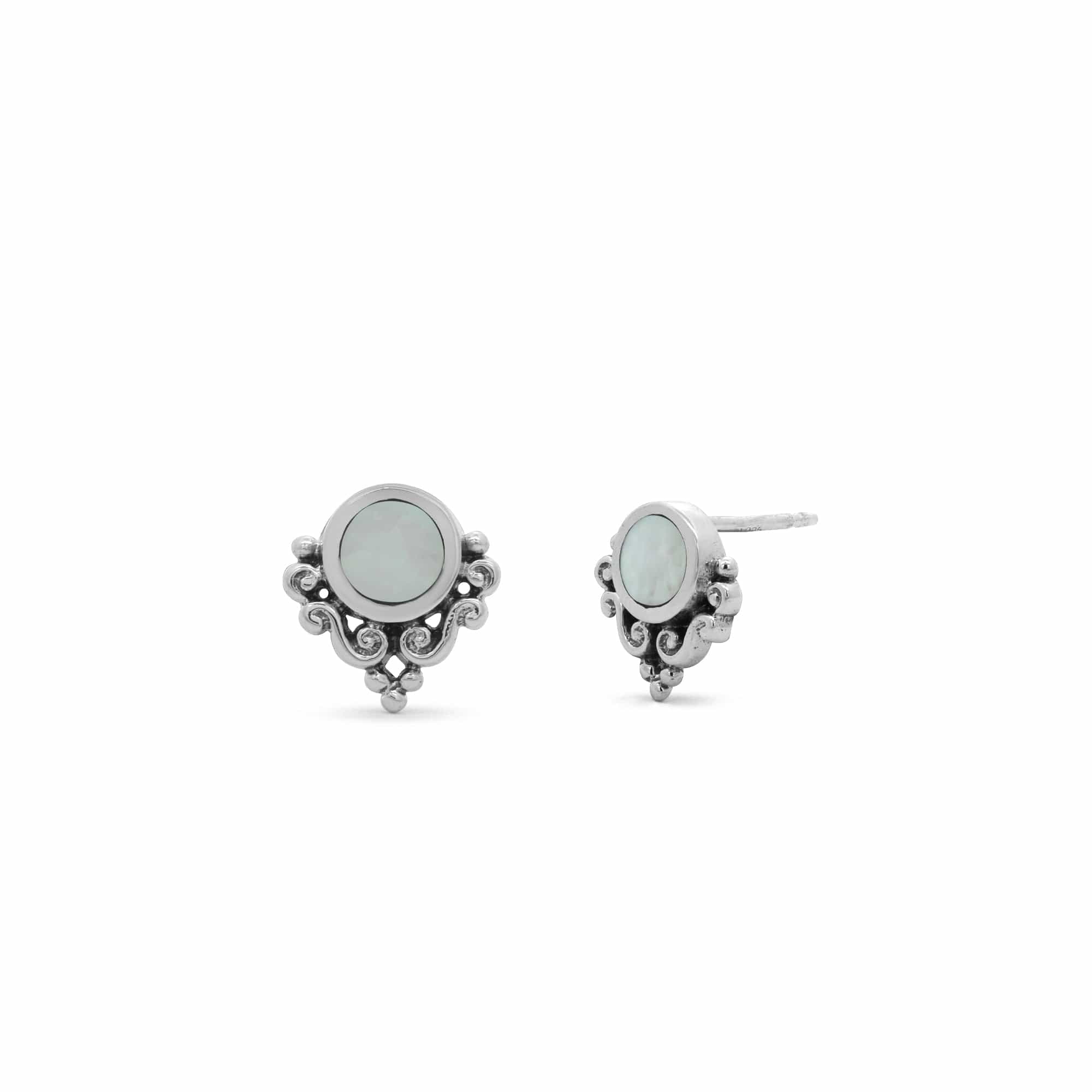 Ornate Bohemian Stud Earrings with Stone - Image 4