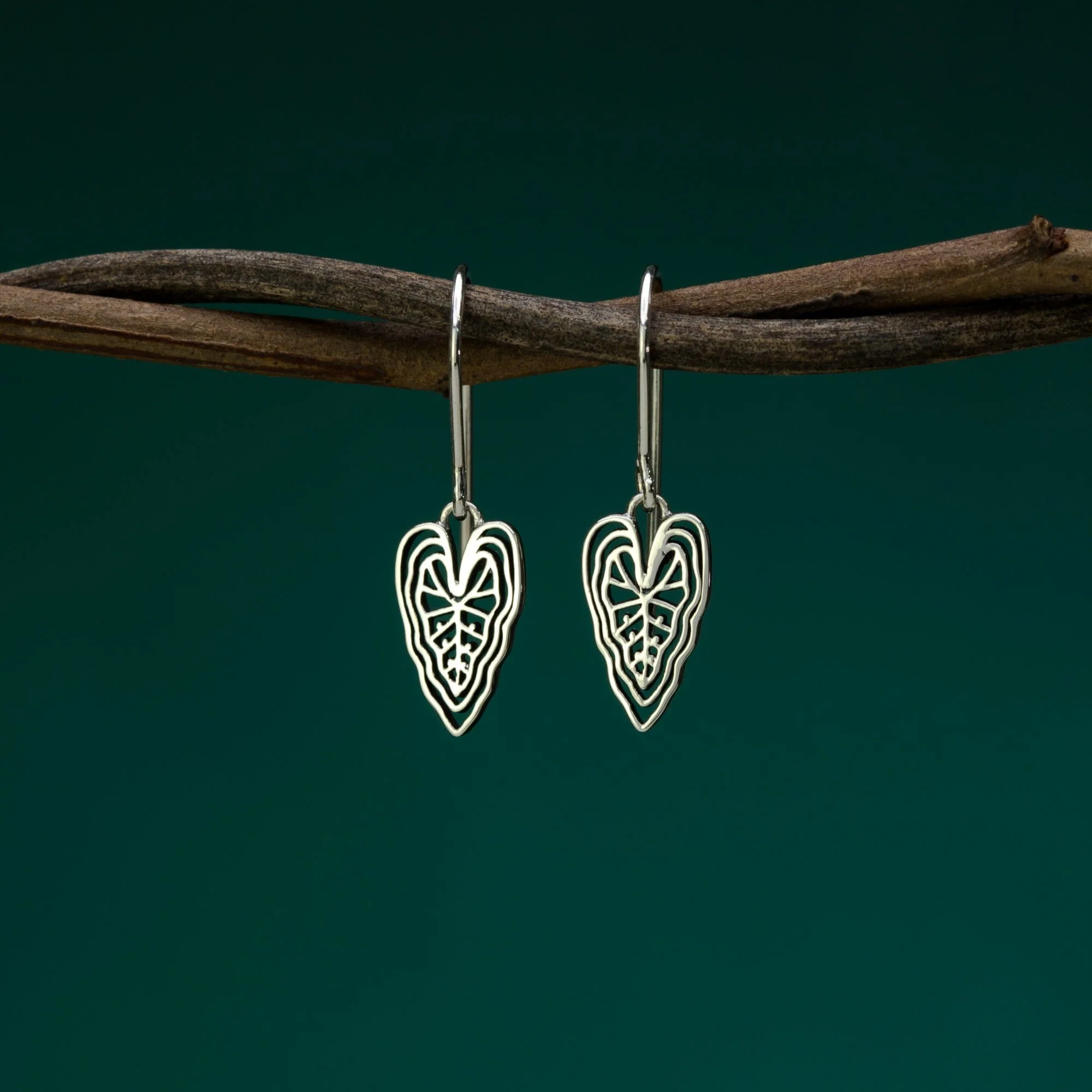 Outline Caladium Leaf Earrings - Image 3