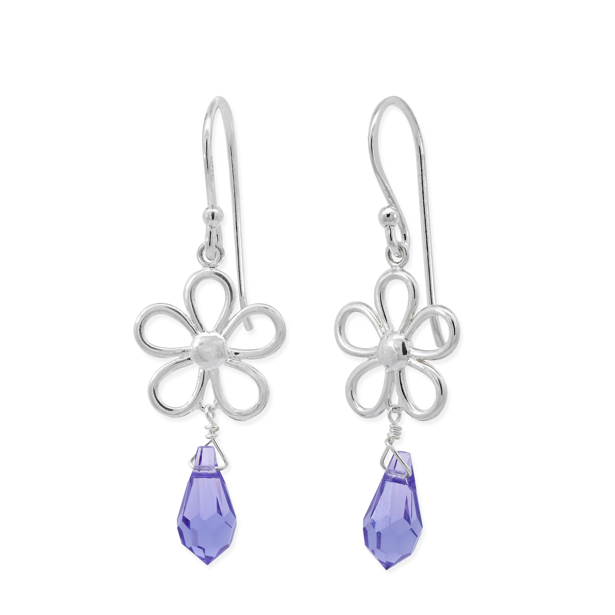 Outline Daisy Dangles with Lavender CZ