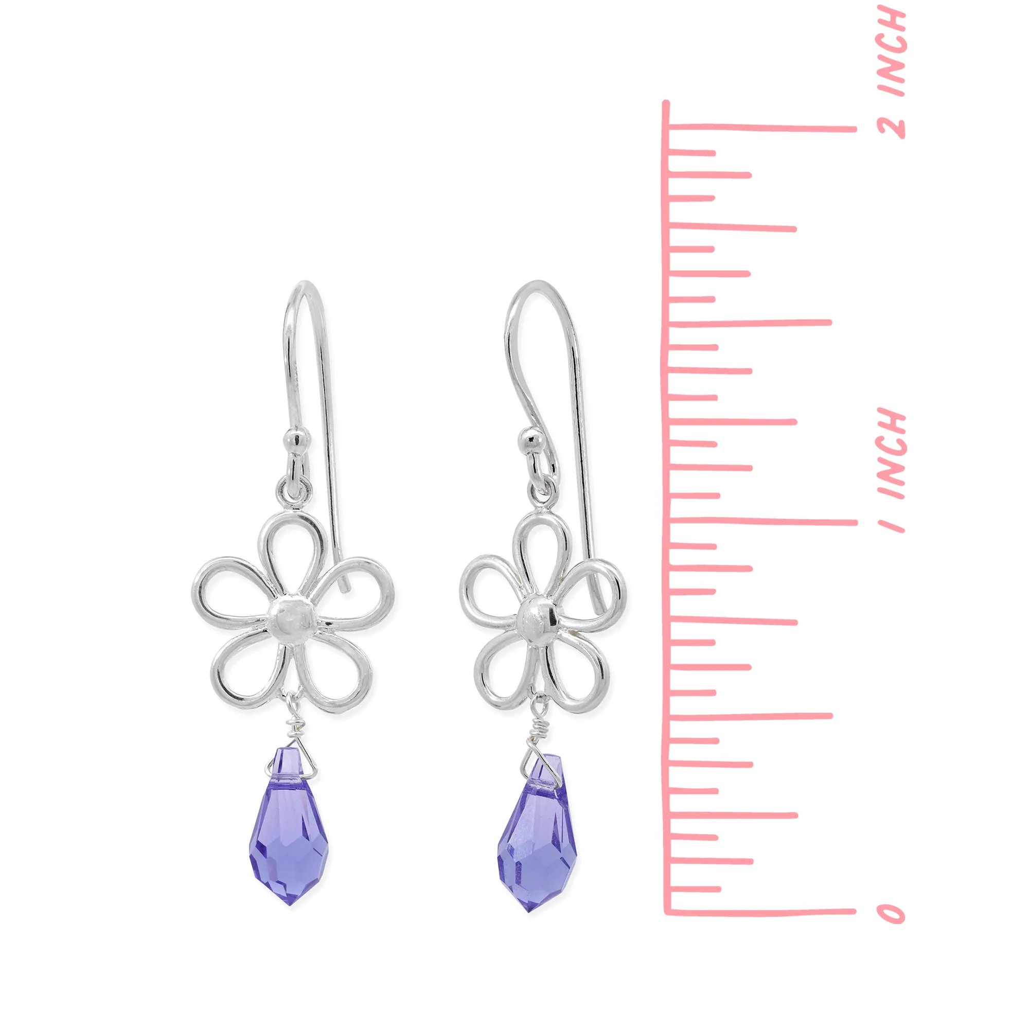 Outline Daisy Dangles with Lavender CZ - Image 4