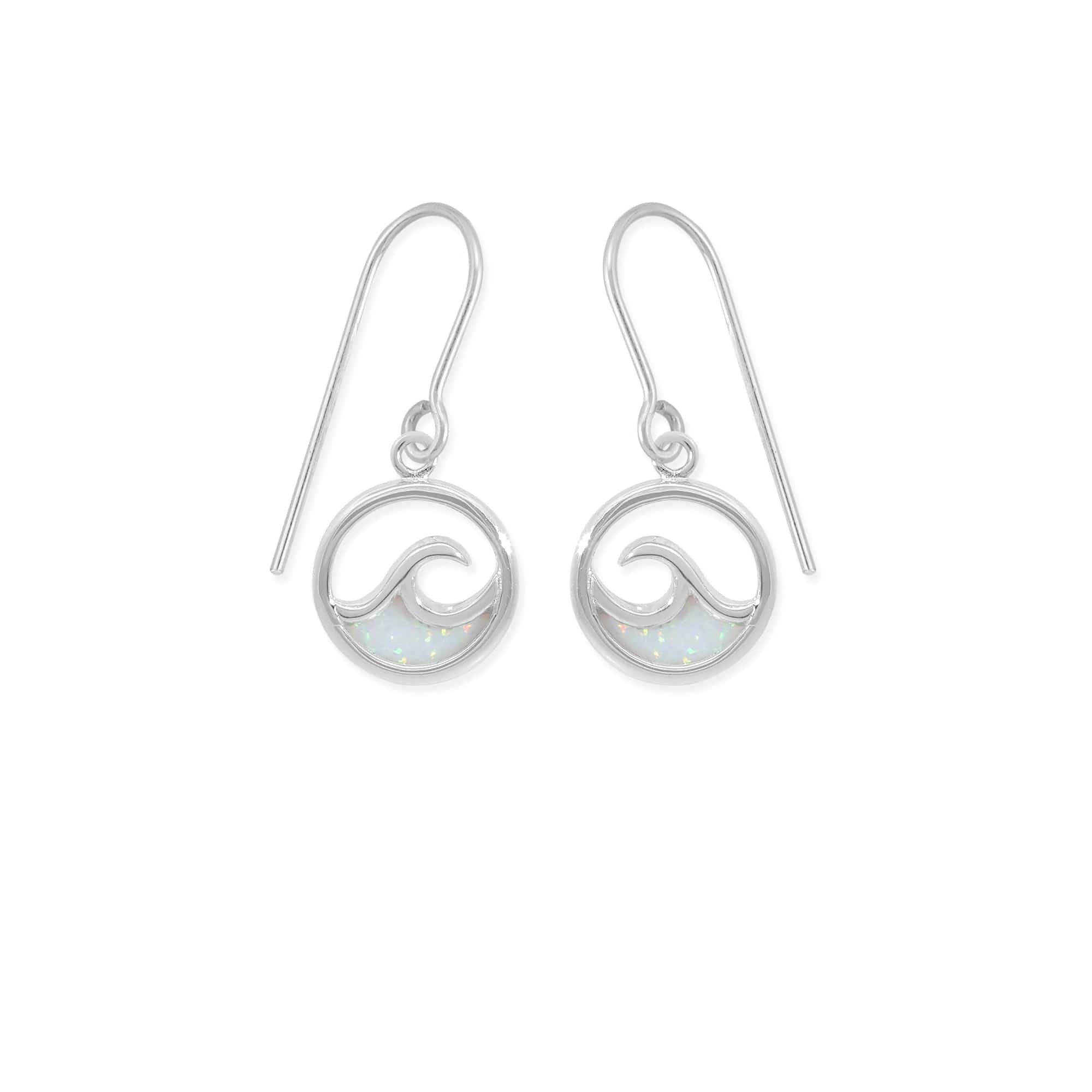 Outline Ocean Wave Earrings with Stone