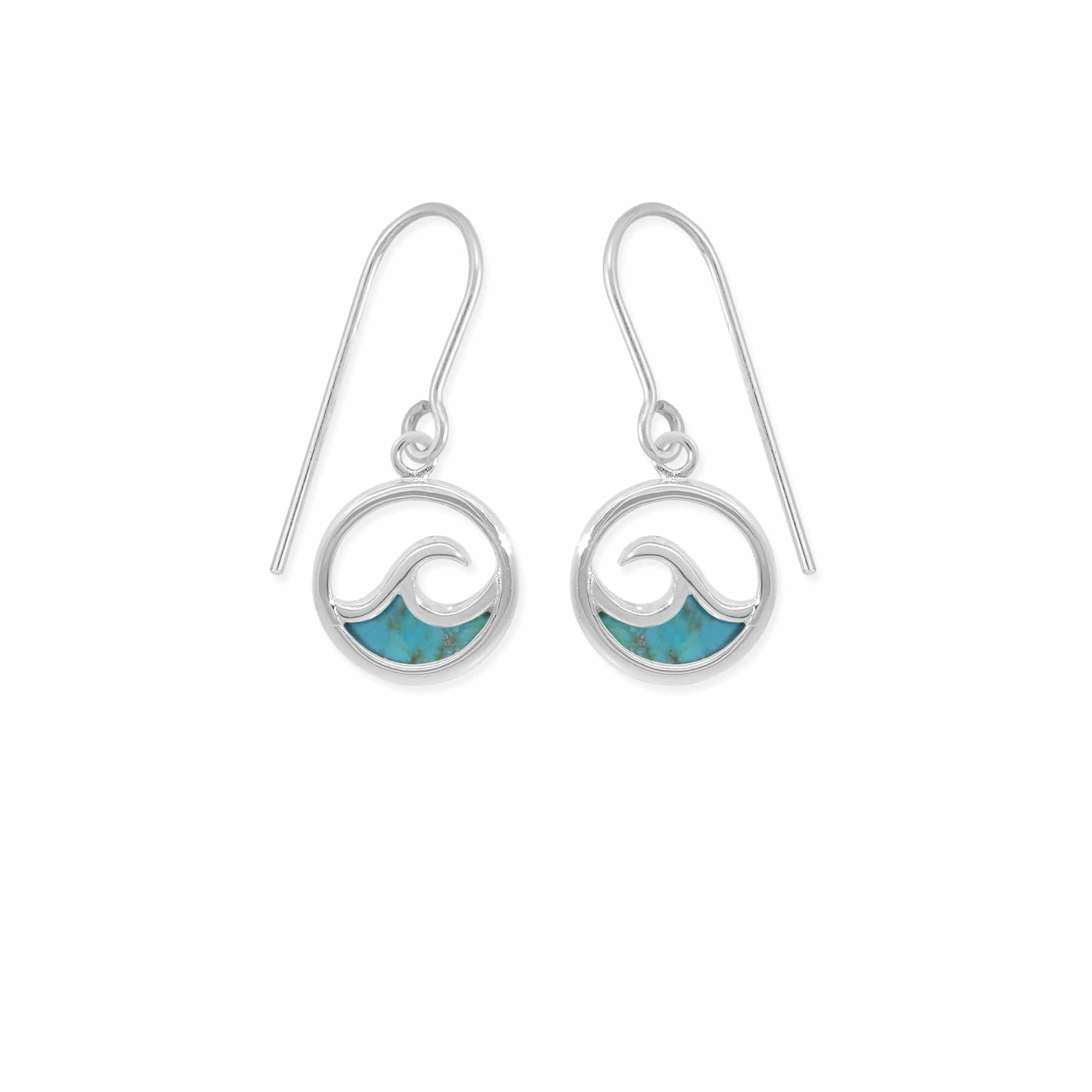 Outline Ocean Wave Earrings with Stone - Image 5
