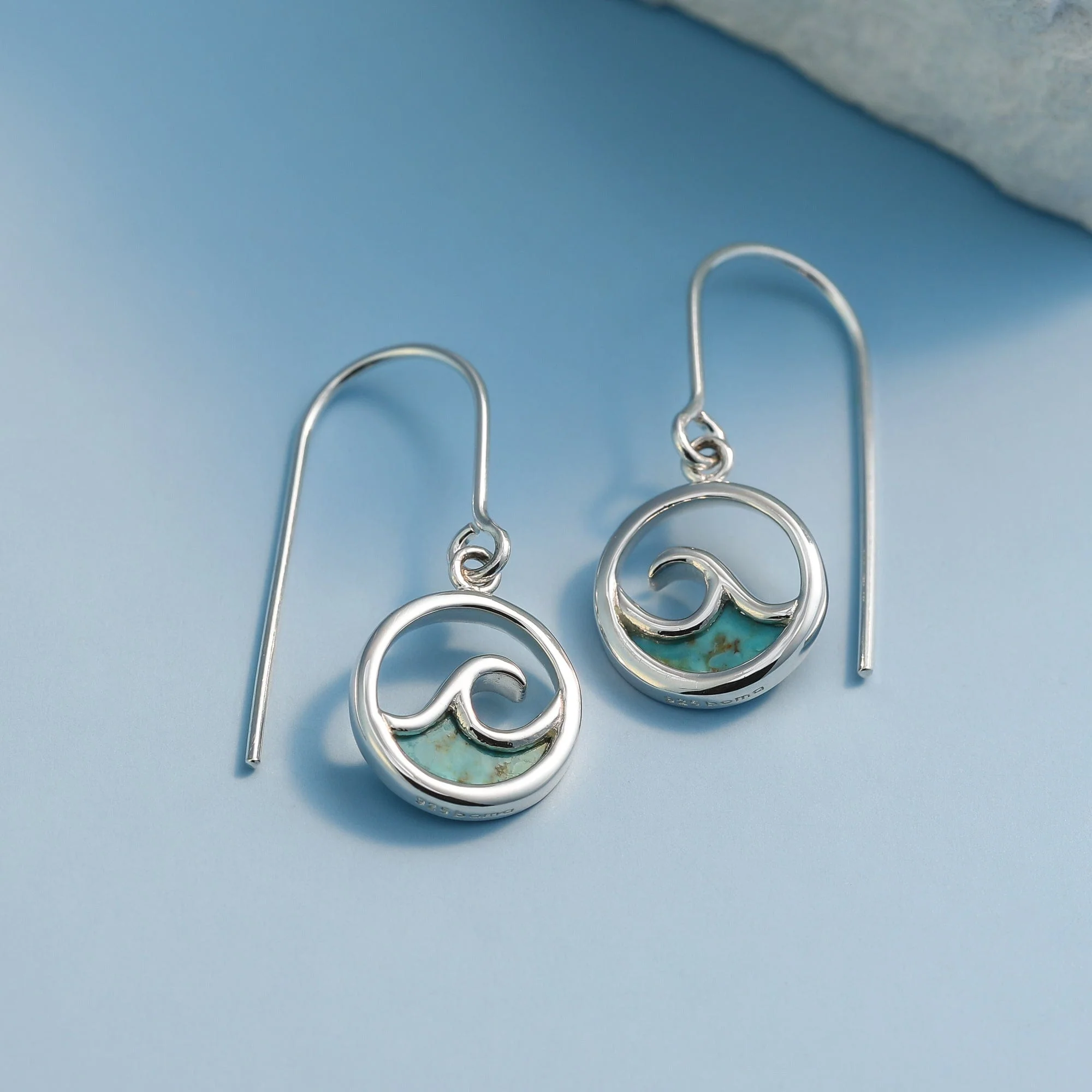 Outline Ocean Wave Earrings with Stone - Image 6