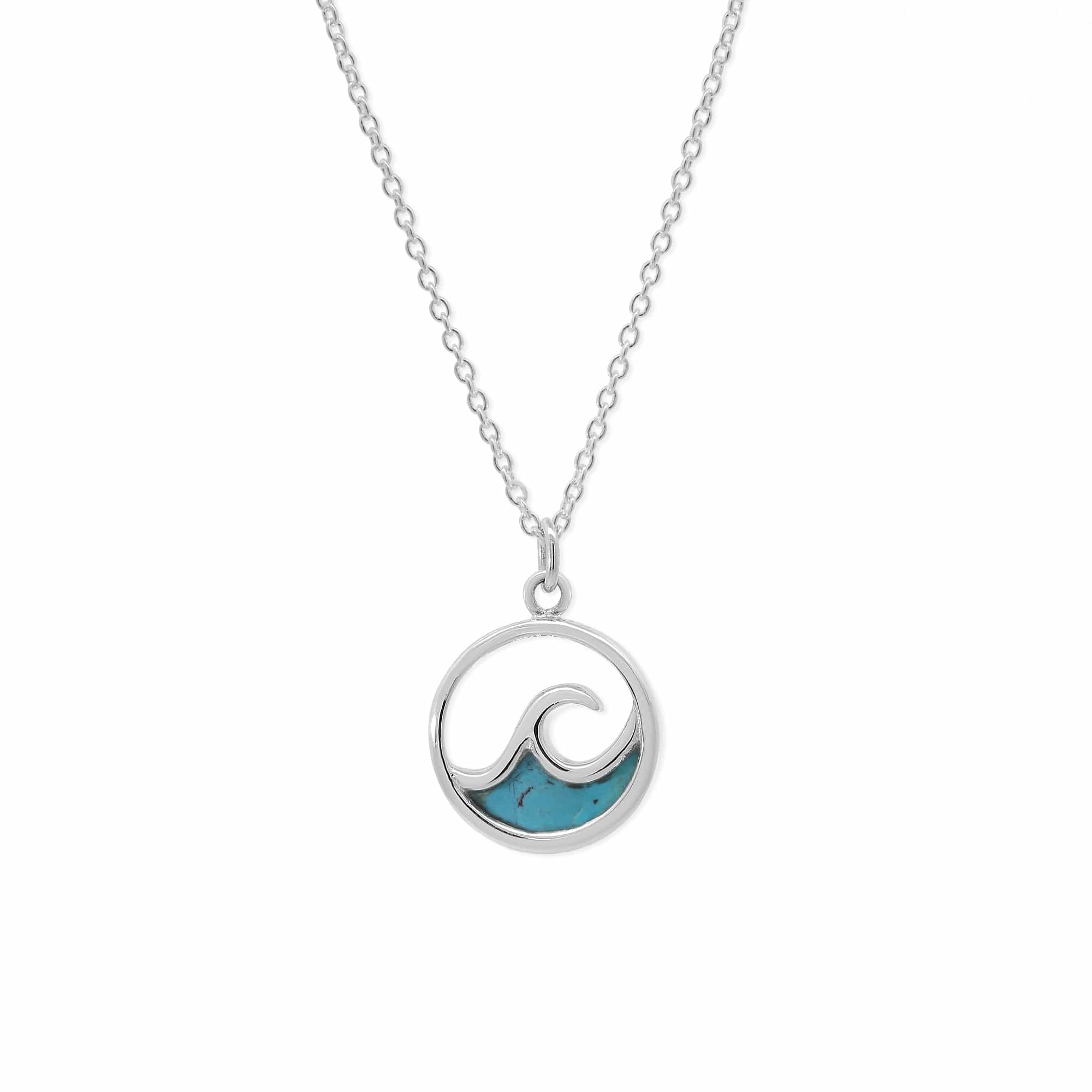 Outline Ocean Wave Necklace with Stone - Image 4