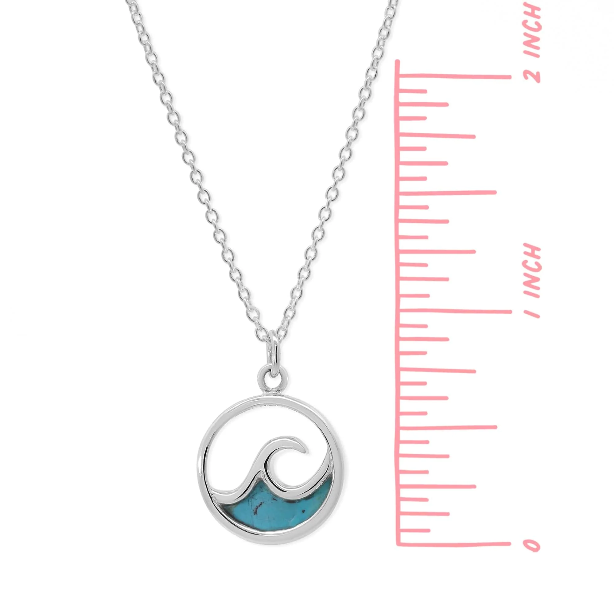Outline Ocean Wave Necklace with Stone - Image 7