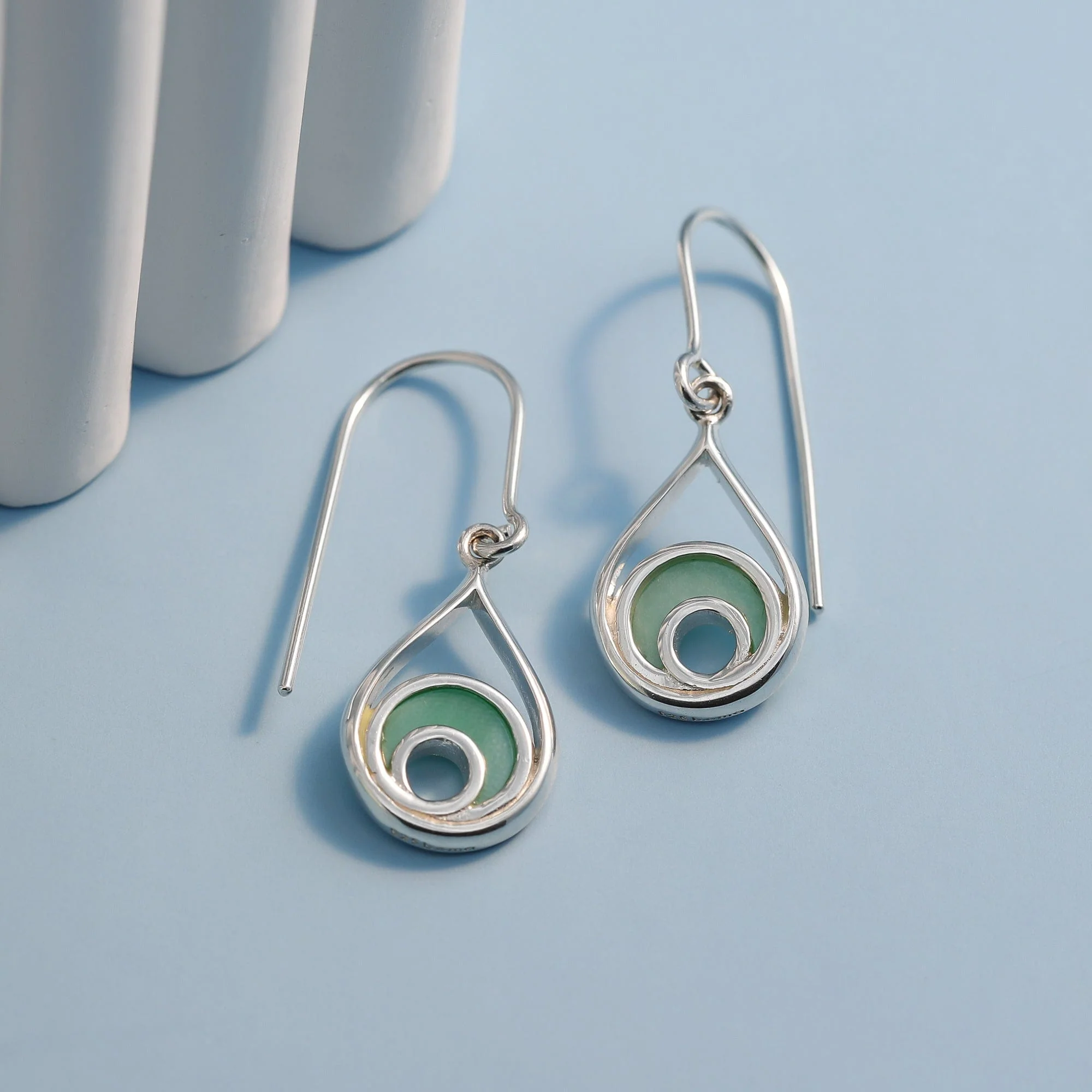 Outline Waterdrop Dangle Earrings With Stone - Image 2
