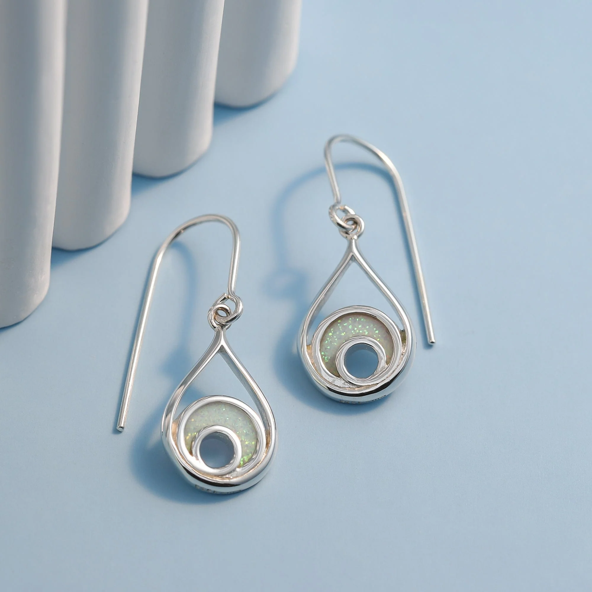 Outline Waterdrop Dangle Earrings With Stone - Image 4