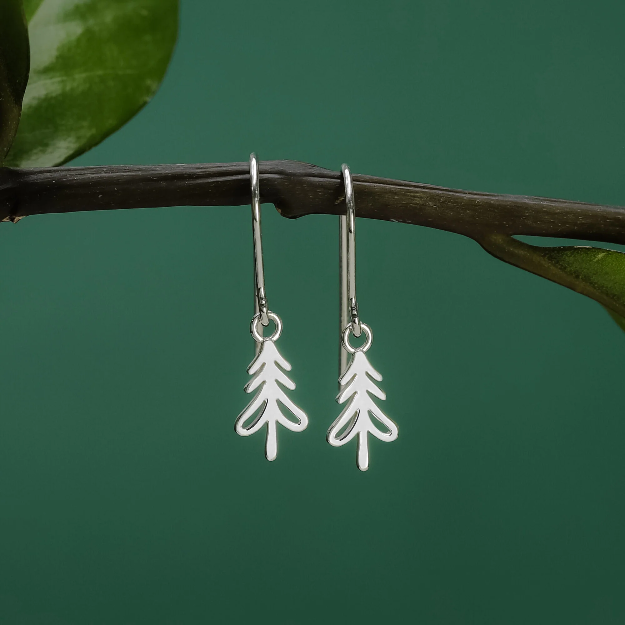 Outlined Pine Tree Dangle Earrings - Image 3