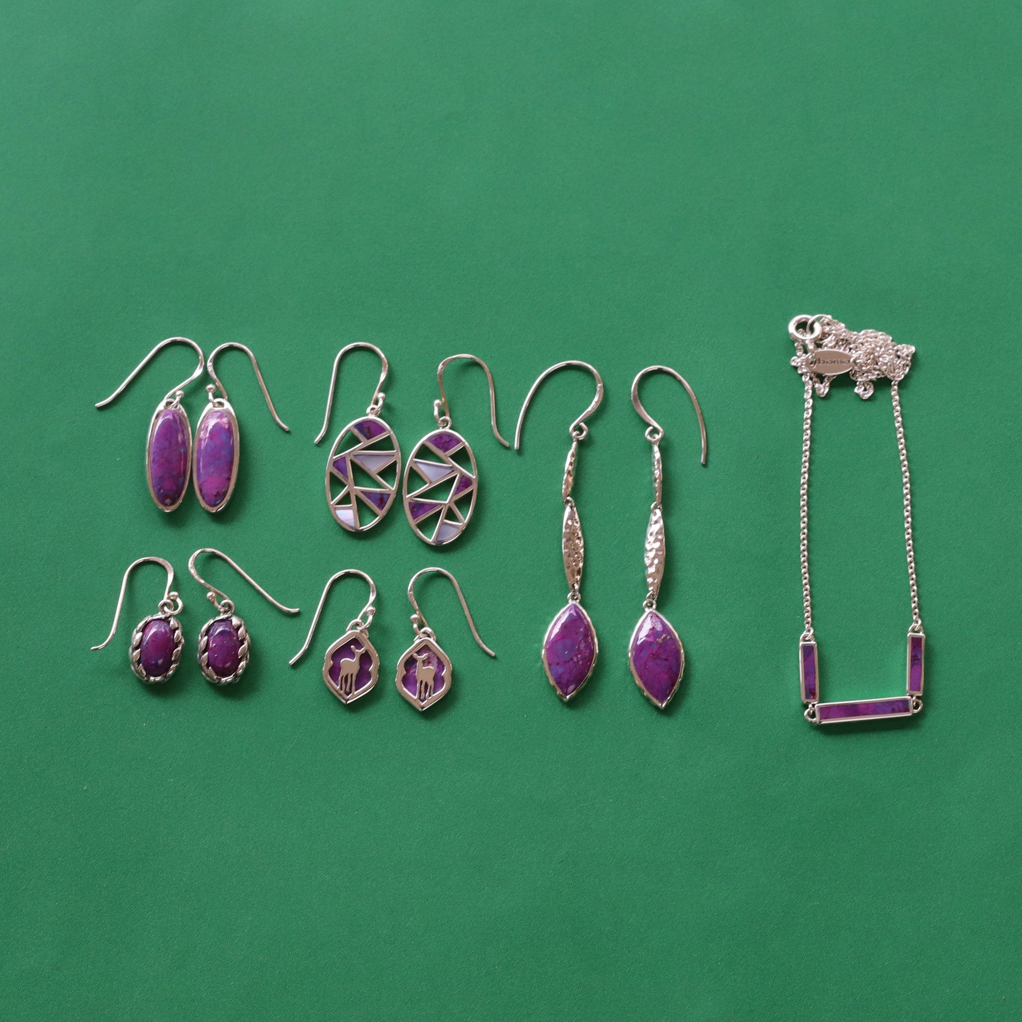 Oval Shaped 2-Stone Mosaic Dangle Earrings - Image 5