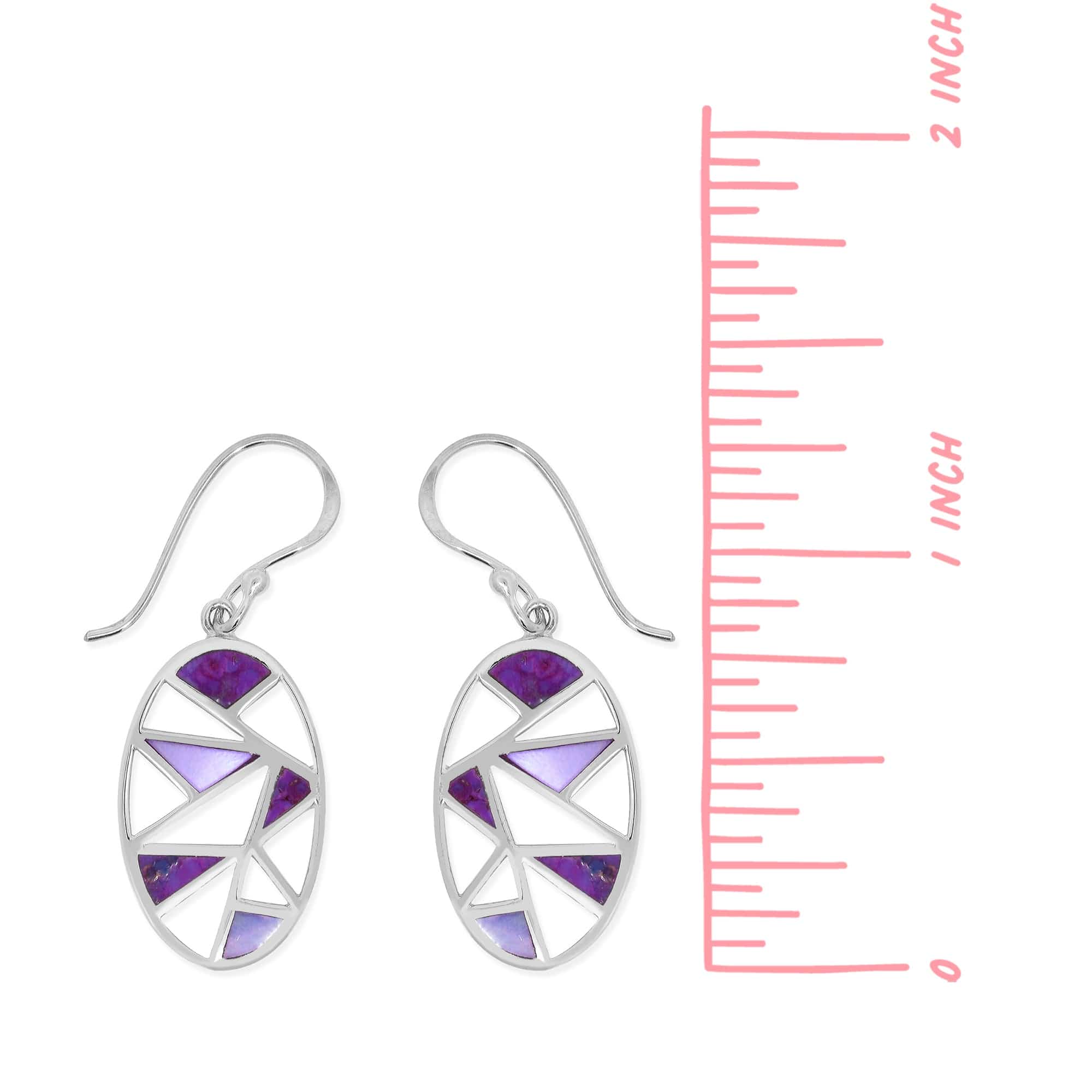 Oval Shaped 2-Stone Mosaic Dangle Earrings - Image 7