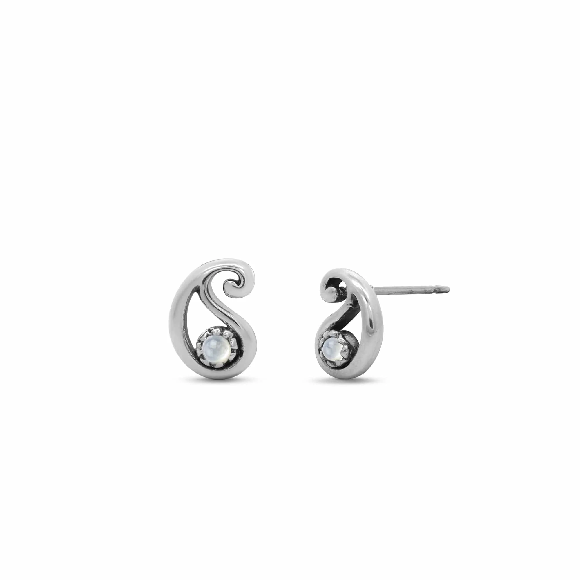 Paisley Bohemian Stud Earrings with Stone - Image 4