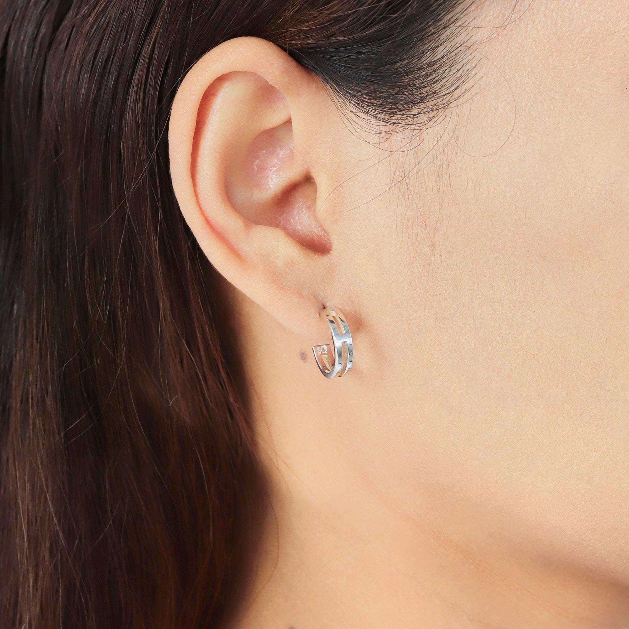 Parallel Huggie Hoops - Image 4