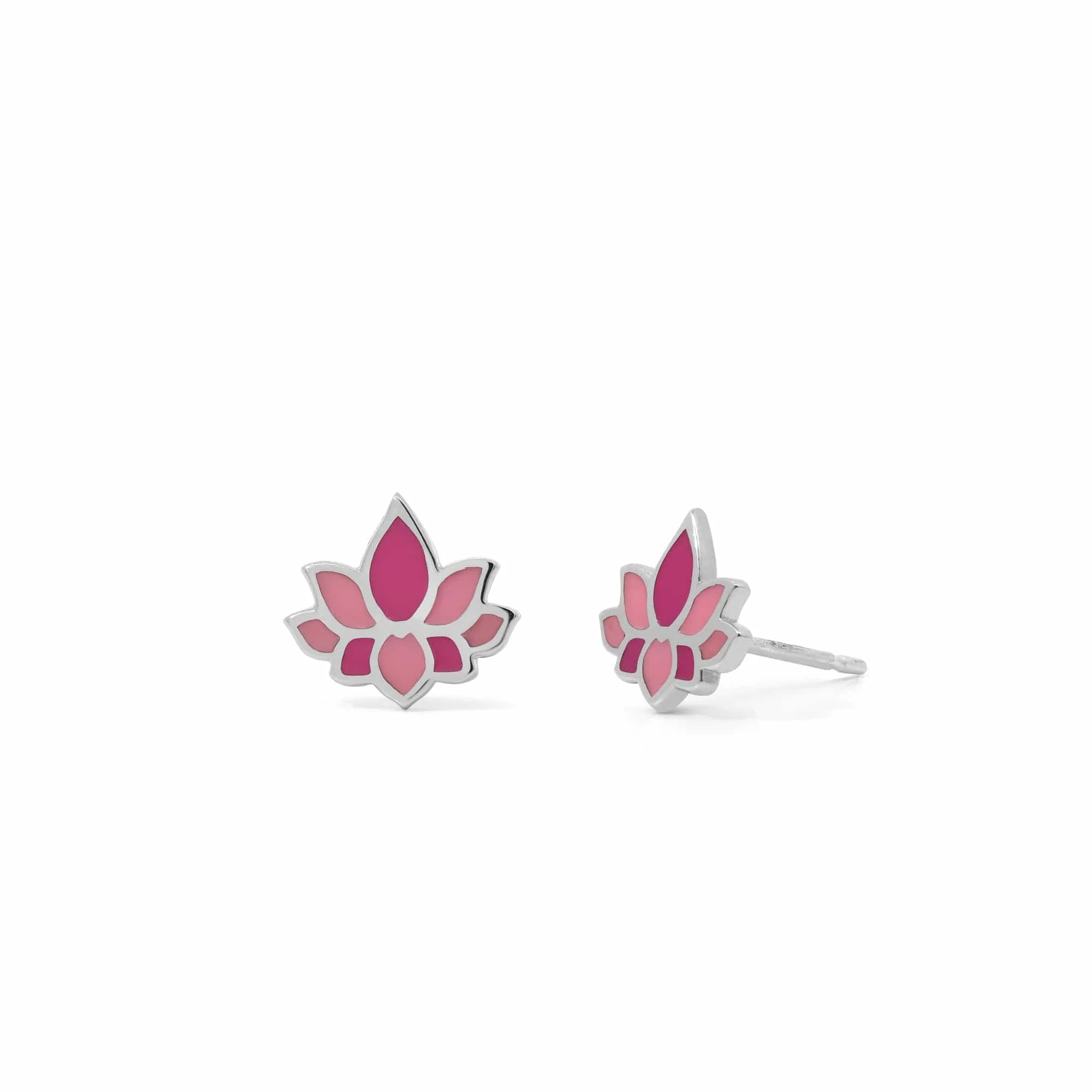 Pink Lotus Flower Earring Studs