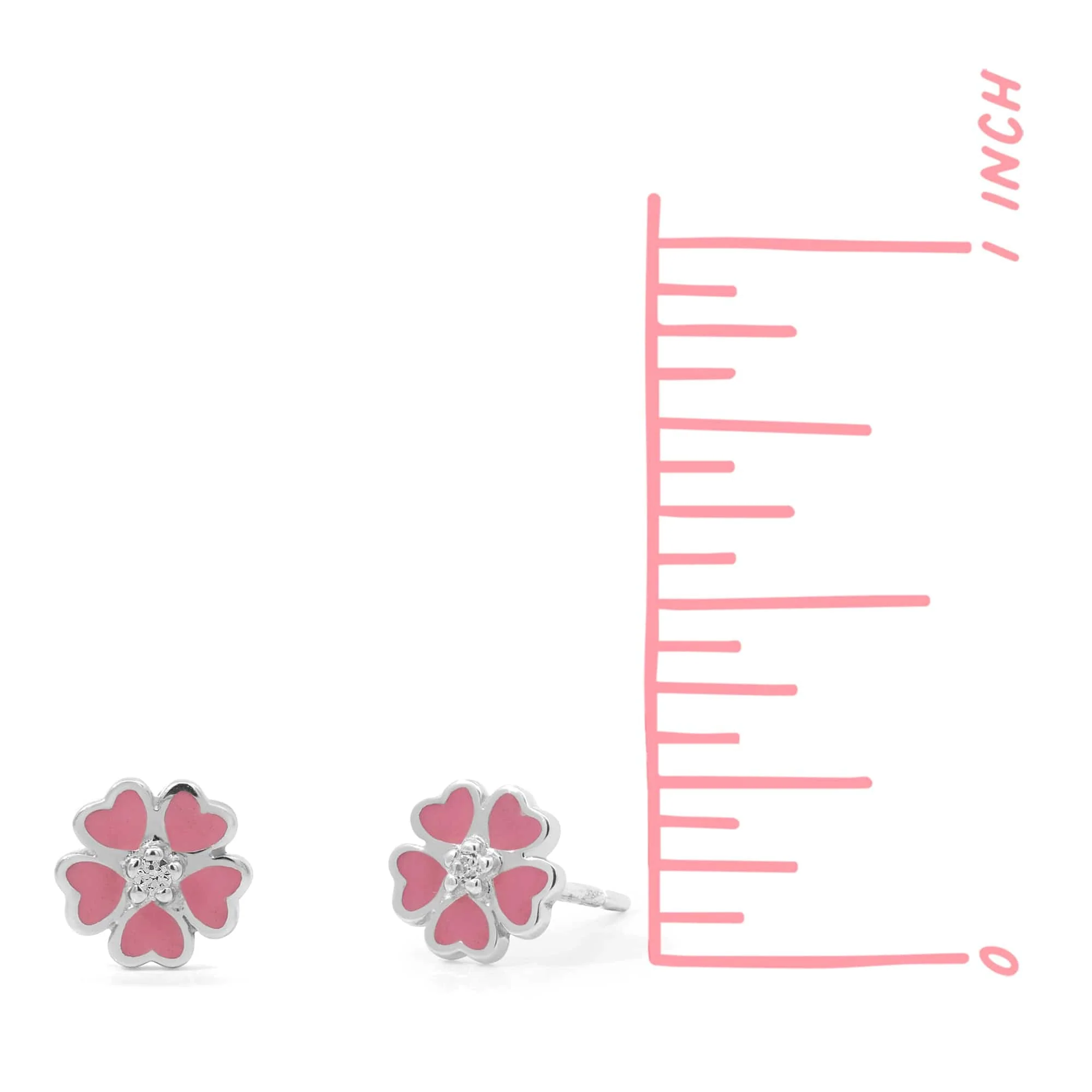 Pink Sakura Flower Earring Studs with Stone - Image 4