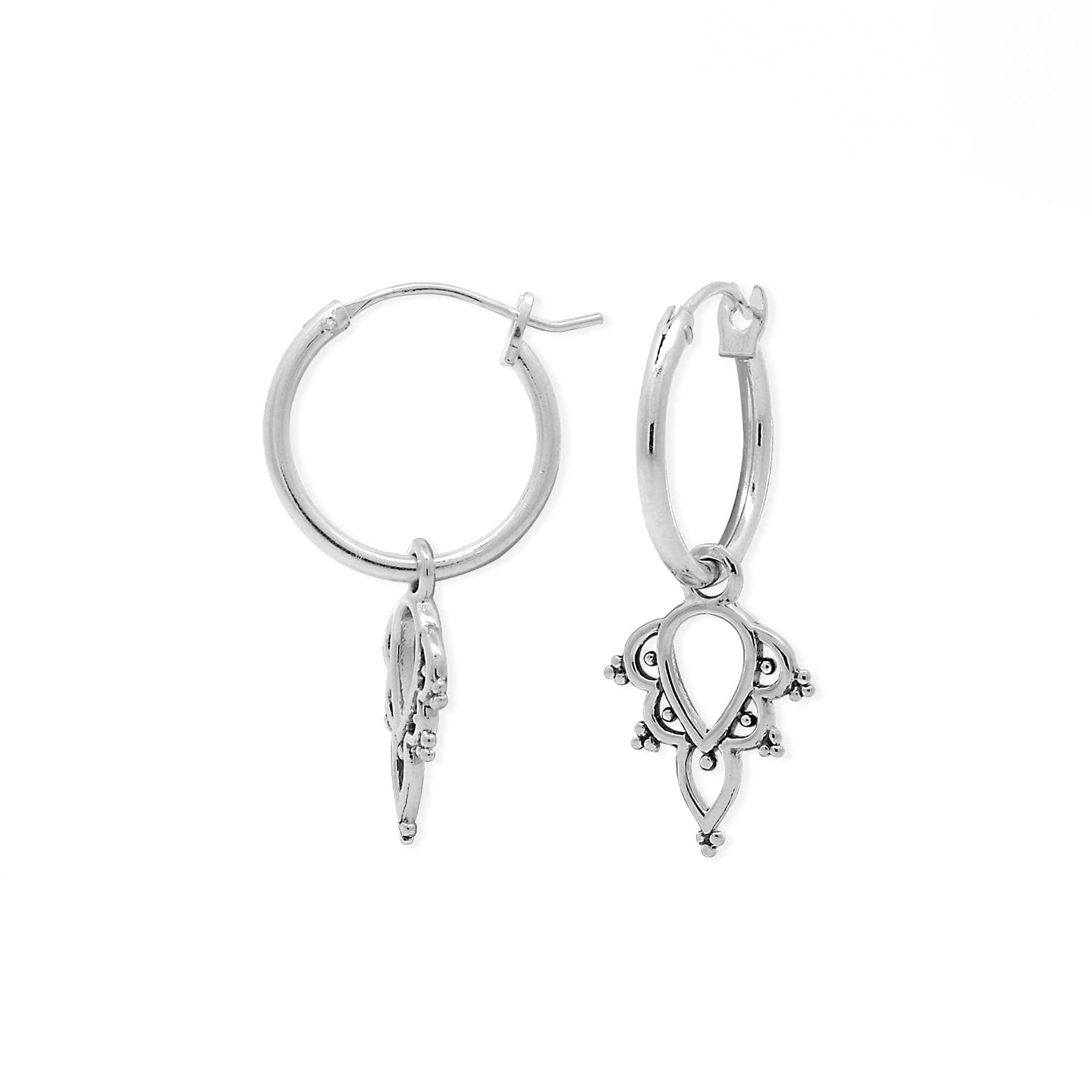 Pointed Bohemian Hoop Charm Earrings