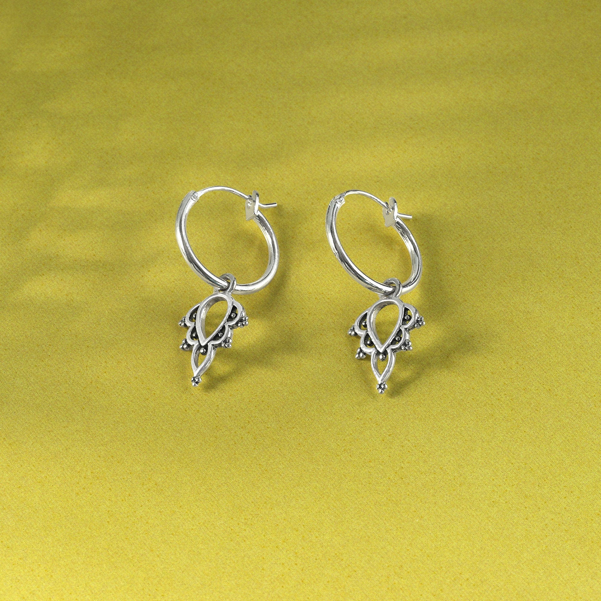 Pointed Bohemian Hoop Charm Earrings - Image 3