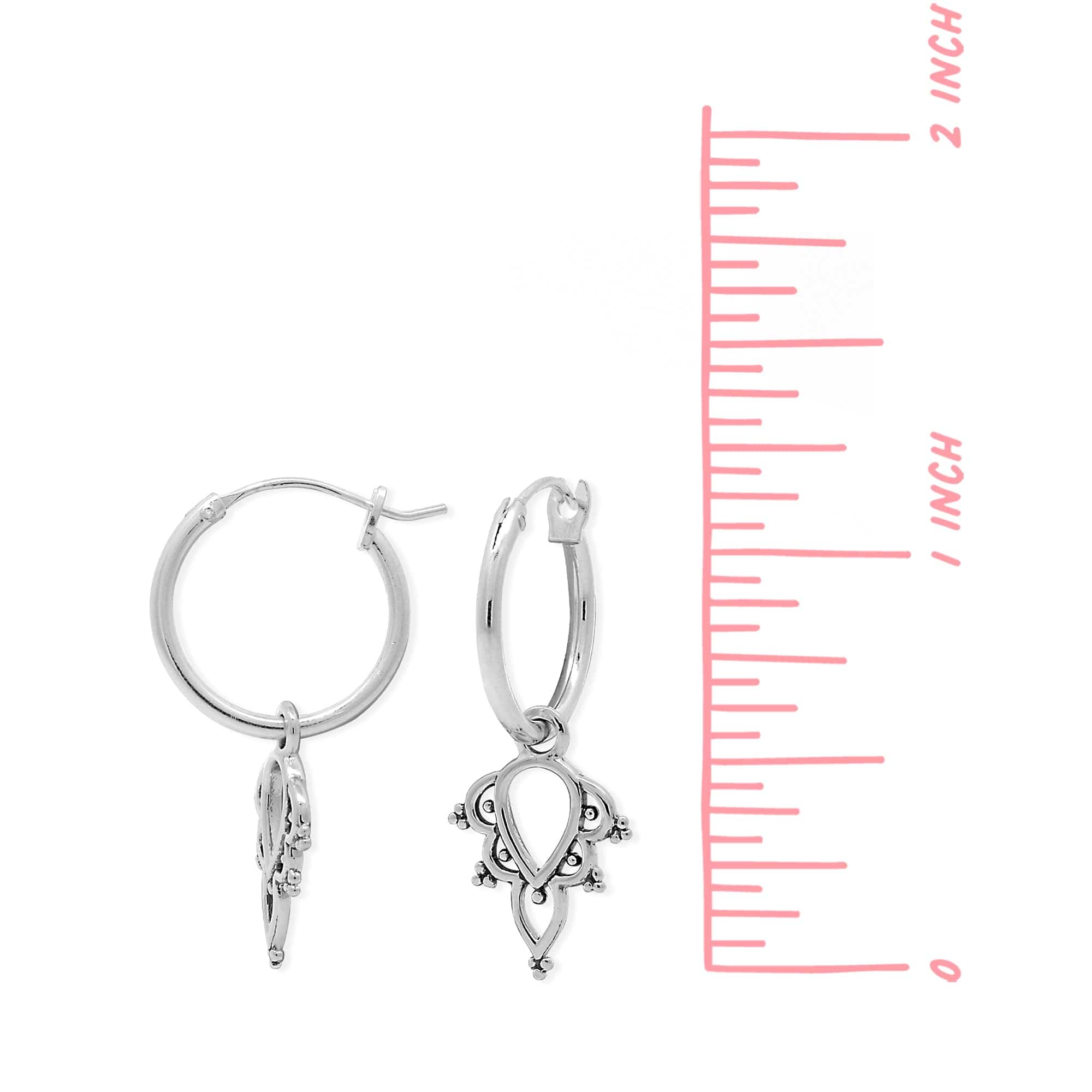 Pointed Bohemian Hoop Charm Earrings - Image 4