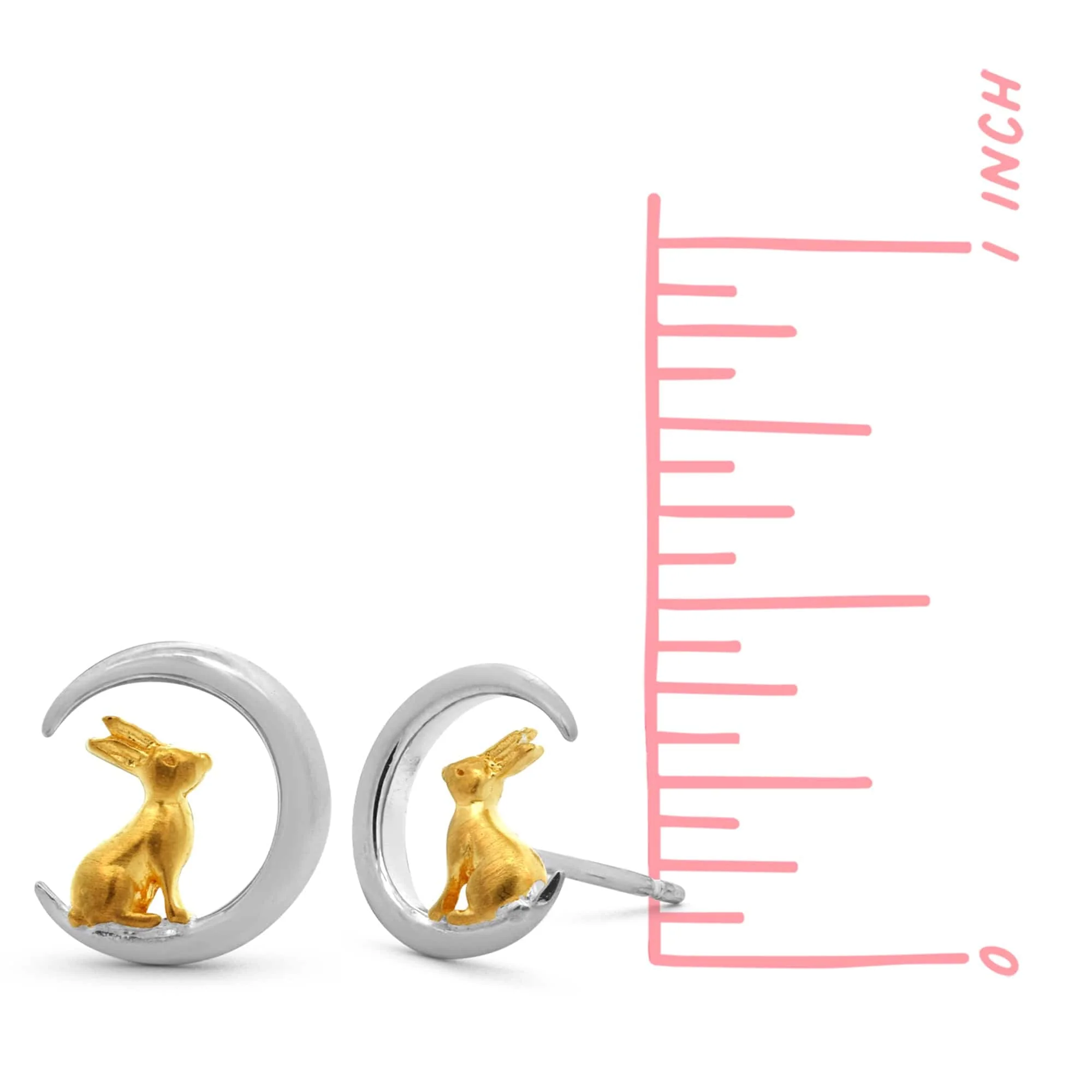 Rabbit and Moon Studs - Image 5