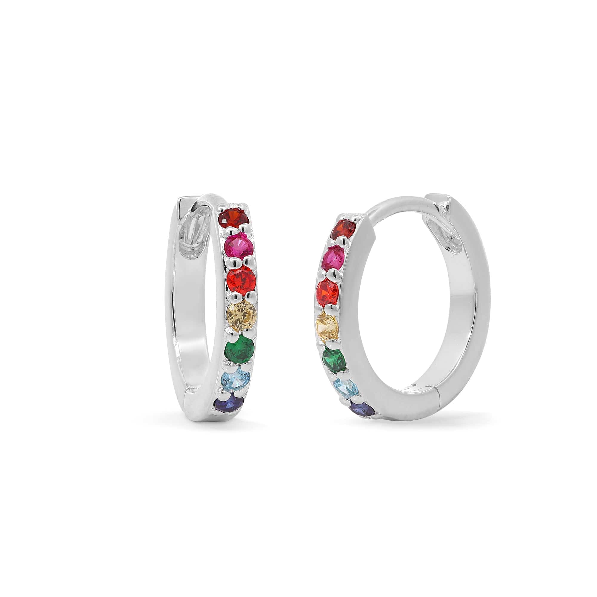 Rainbow Multi-Color Huggie Hoop
