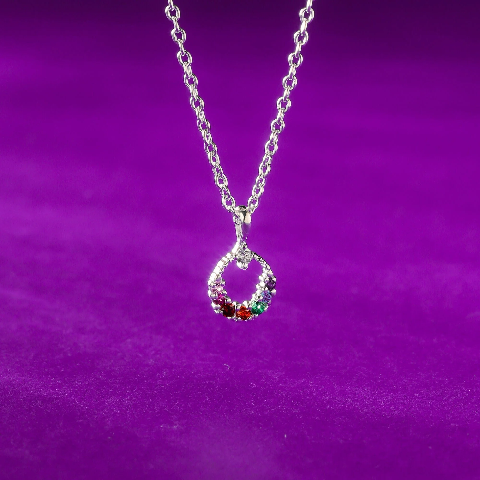 Rainbow Multi-Color Pendant Necklace - Image 3