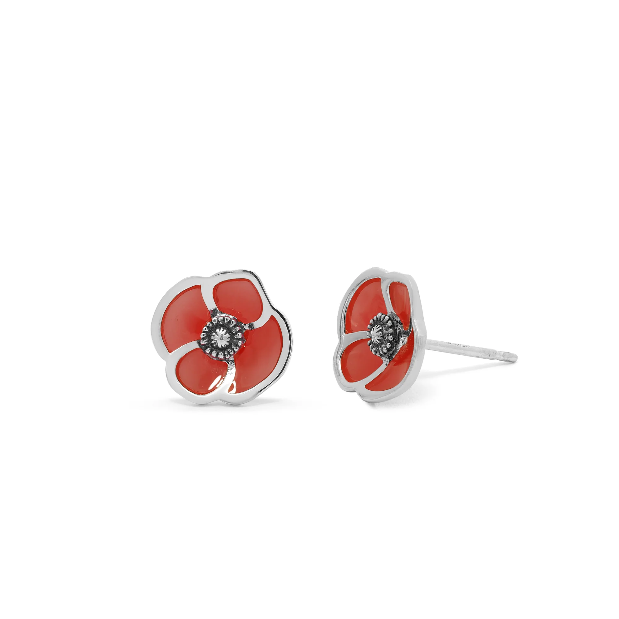 Red Poppy Flower Studs