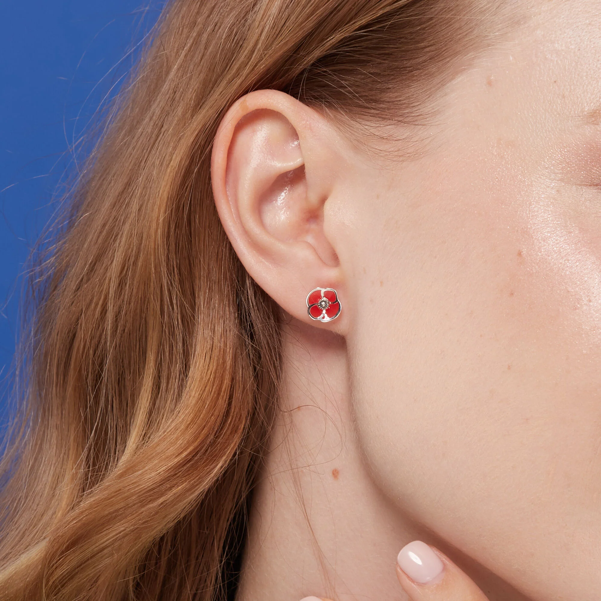 Red Poppy Flower Studs - Image 2