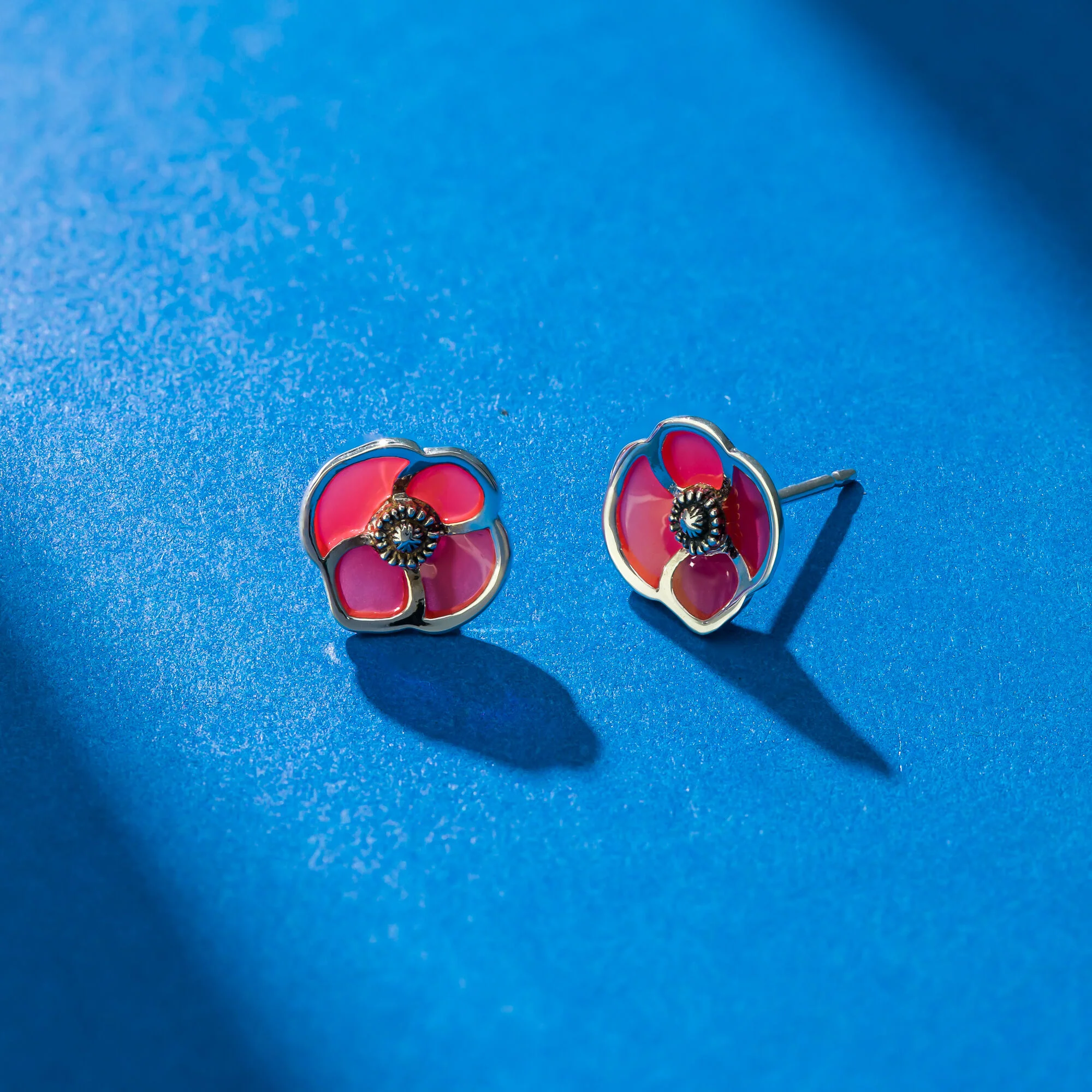 Red Poppy Flower Studs - Image 3