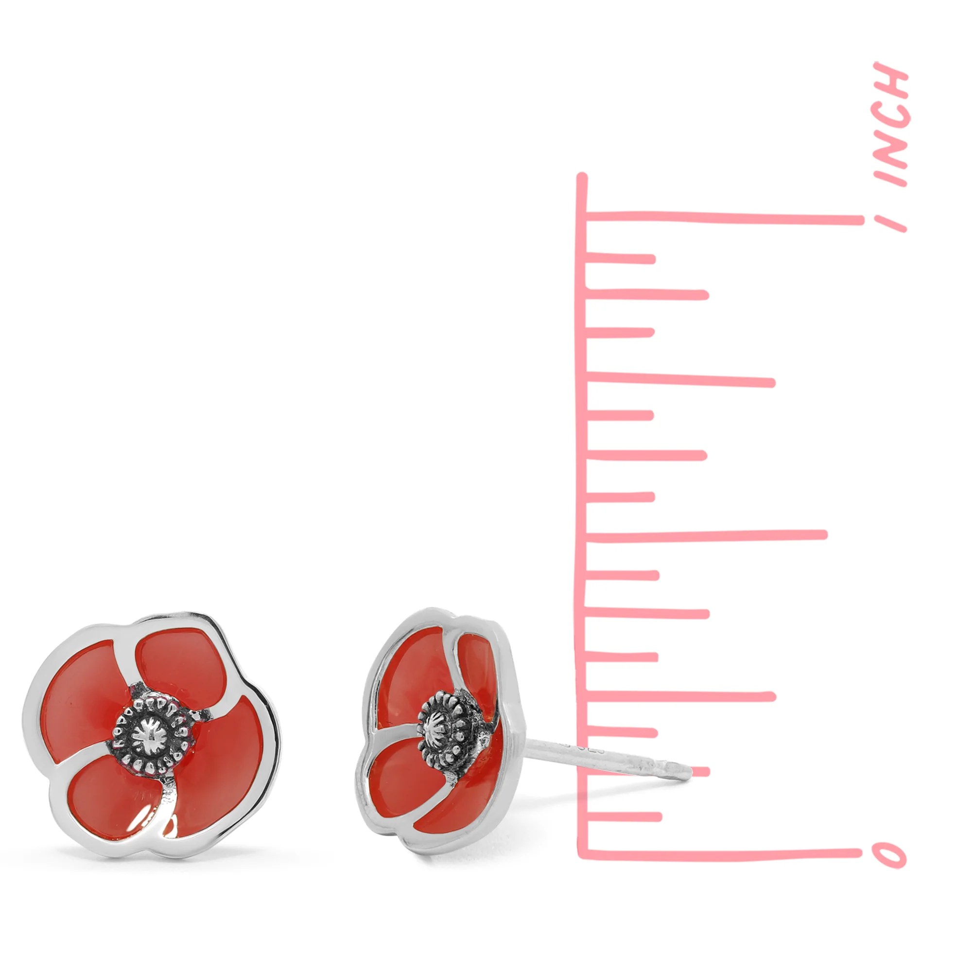 Red Poppy Flower Studs - Image 4