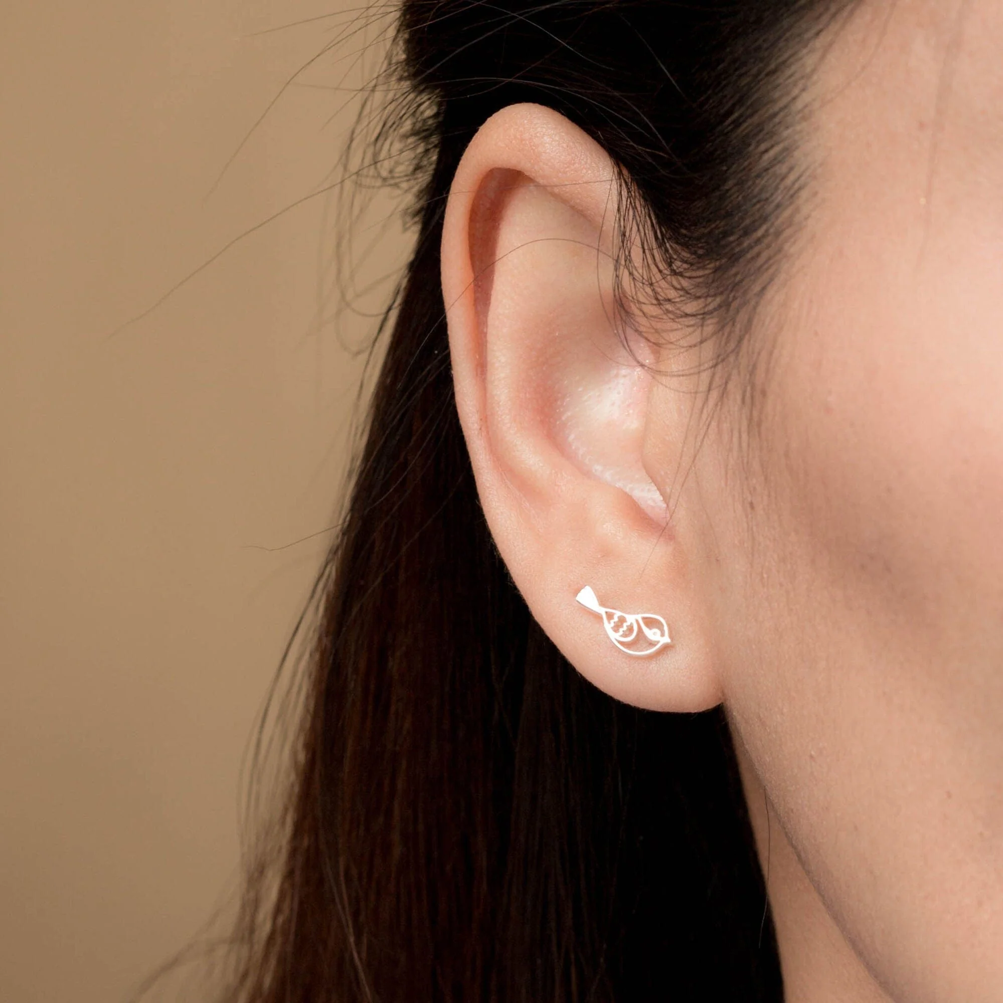 Robin Bird Outline Earring Studs - Image 2