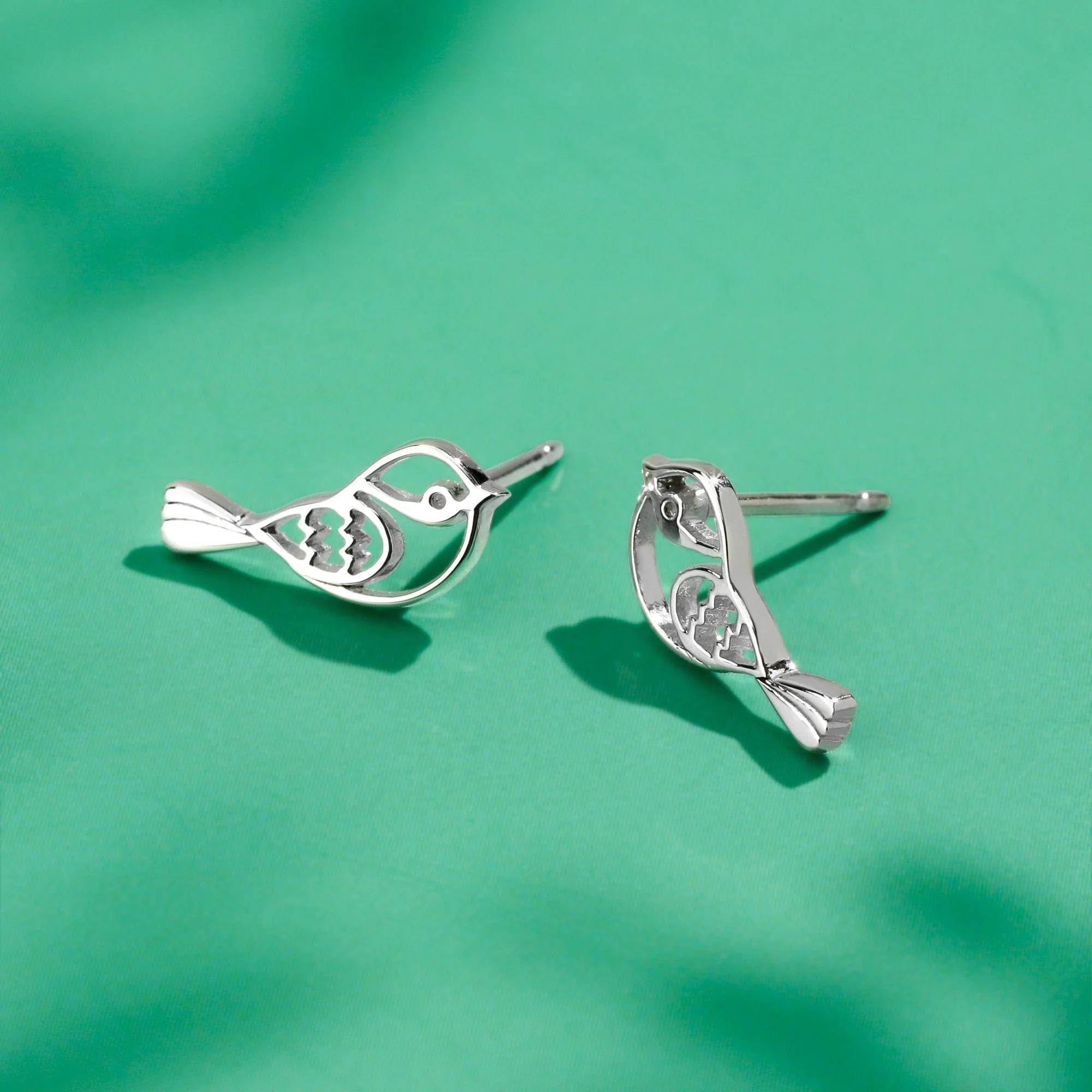 Robin Bird Outline Earring Studs - Image 3