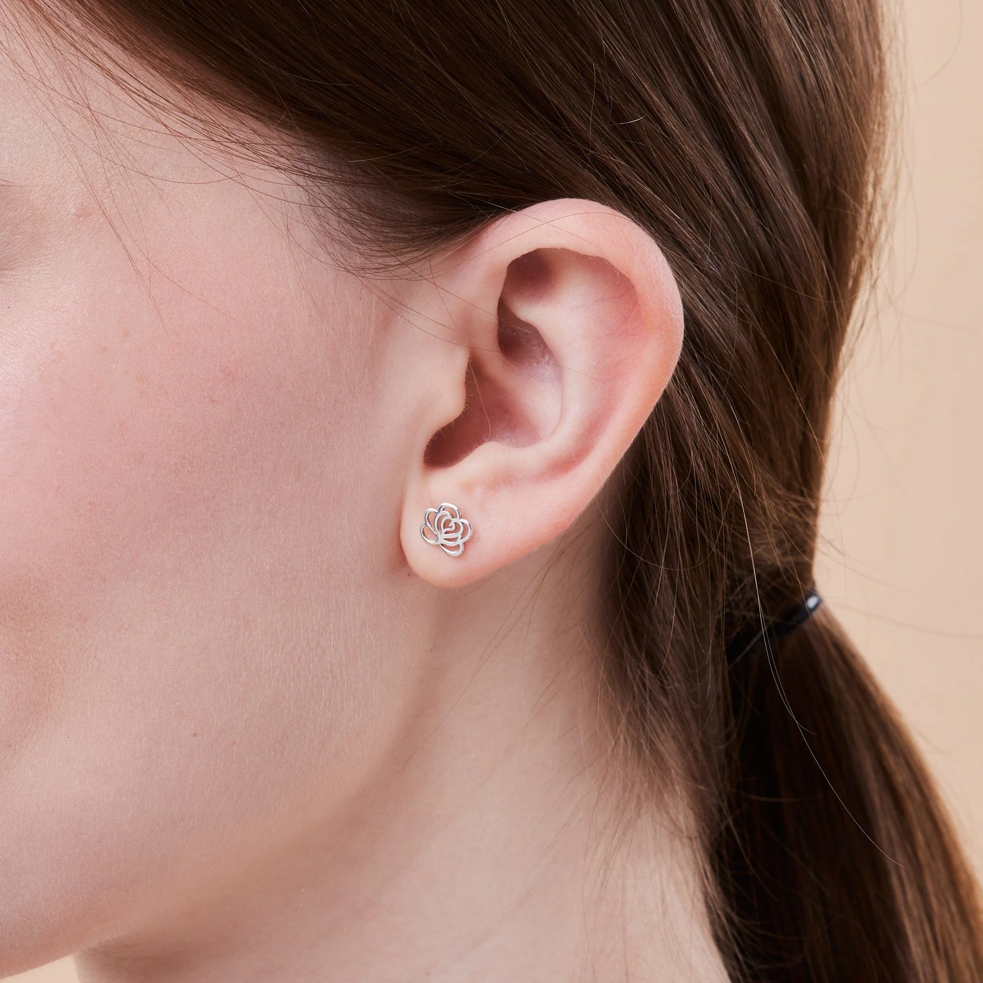 Rose Stencil Cutout Flower Stud Earrings - Image 2