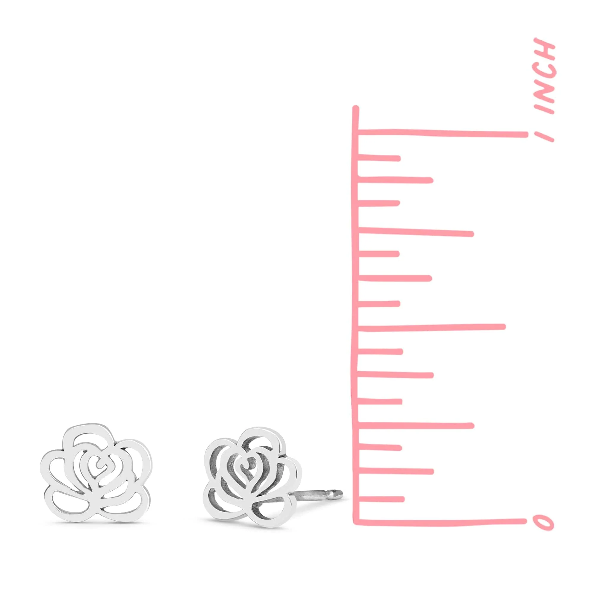 Rose Stencil Cutout Flower Stud Earrings - Image 3