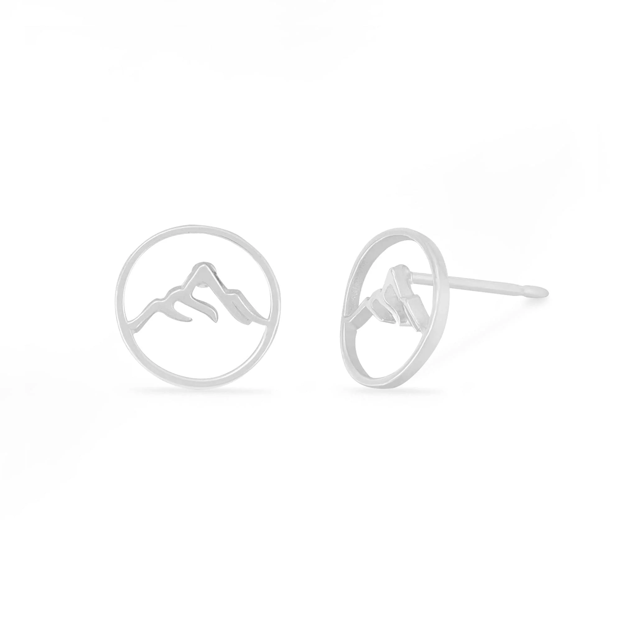 Round Mountain Outline Stud Earrings