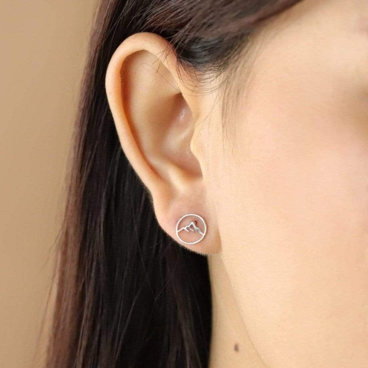 Round Mountain Outline Stud Earrings - Image 2