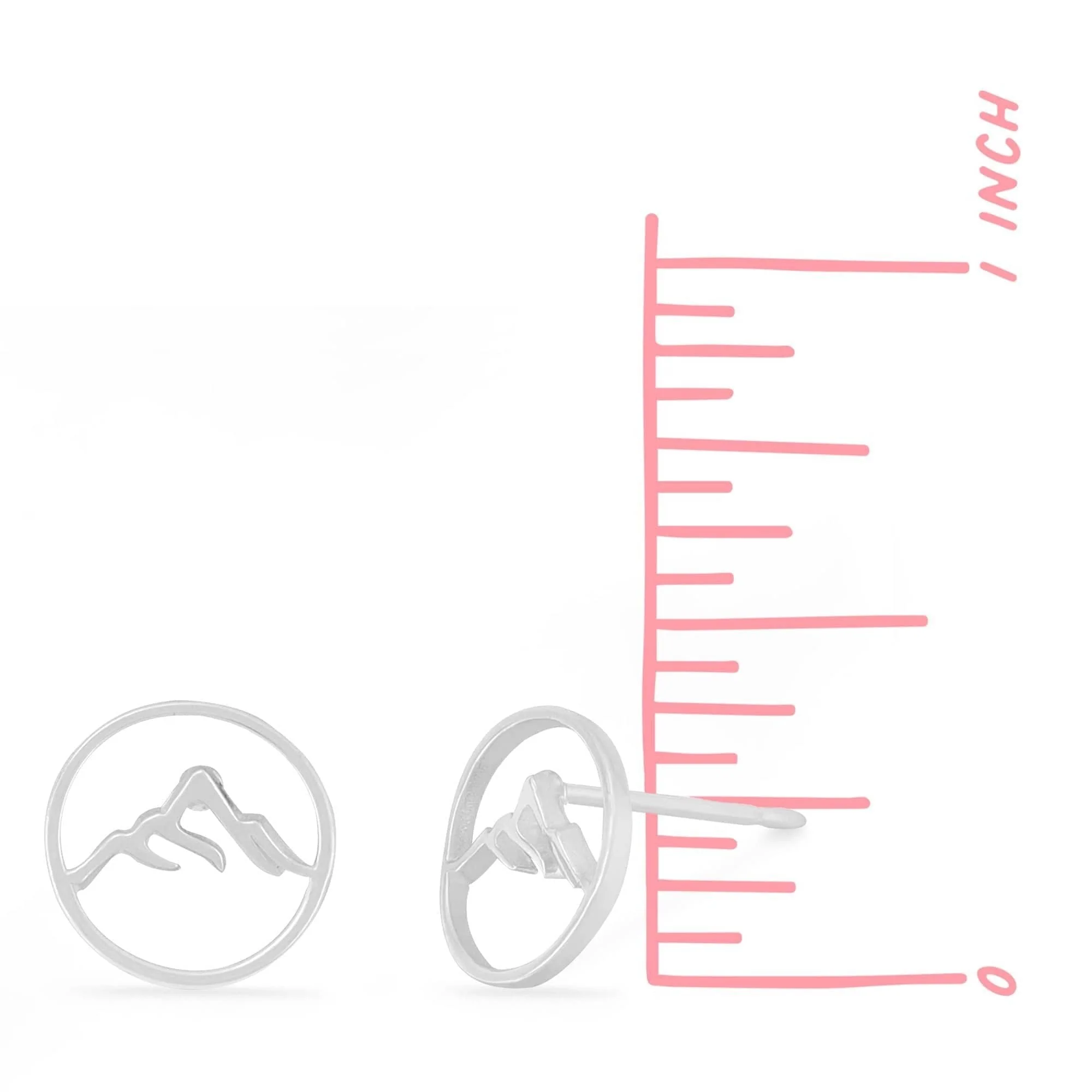 Round Mountain Outline Stud Earrings - Image 6