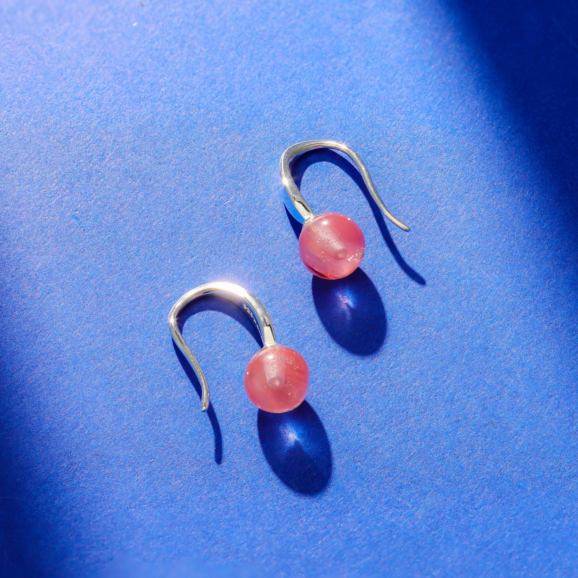 Round Stone Open Drop Earrings - Image 3
