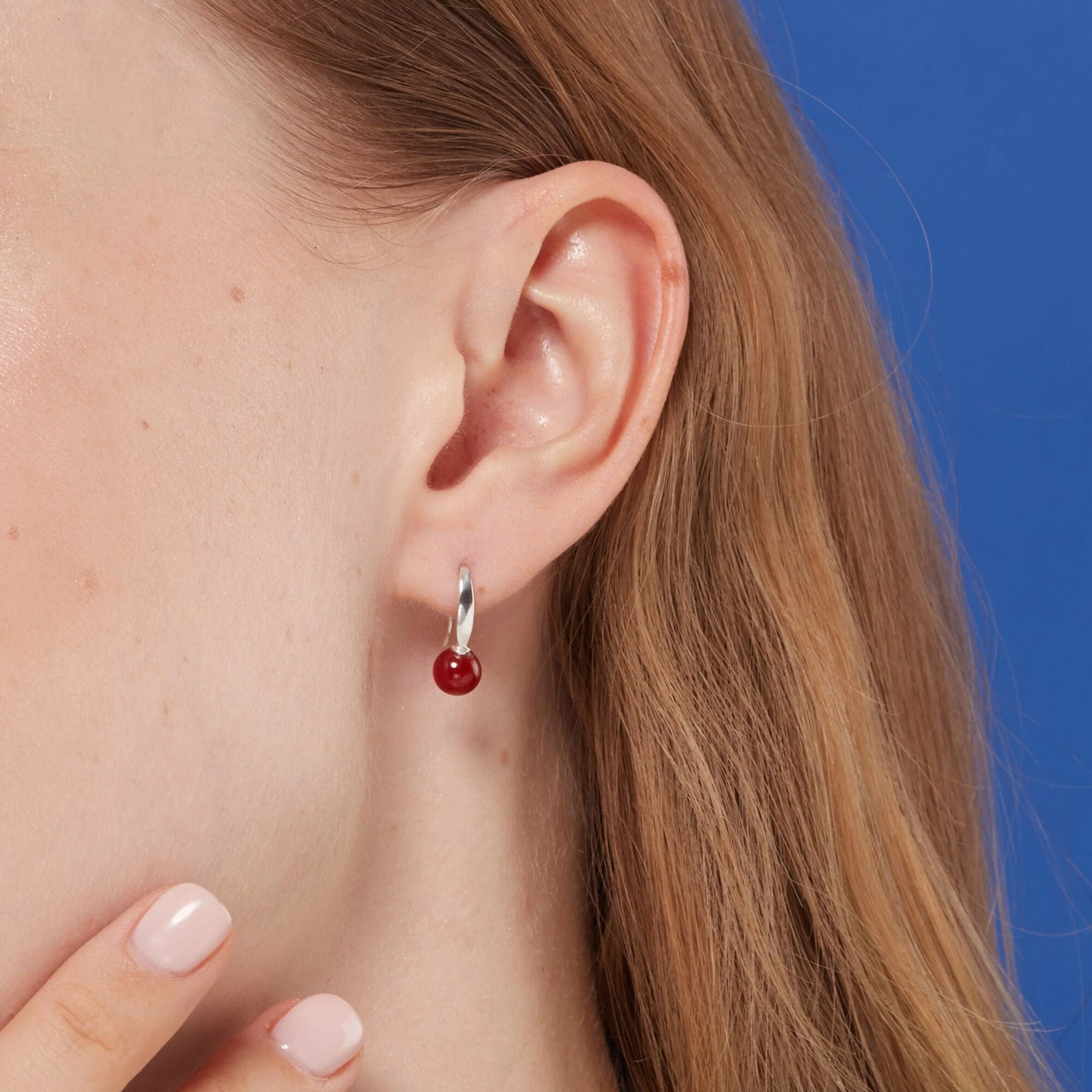 Round Stone Open Drop Earrings - Image 8