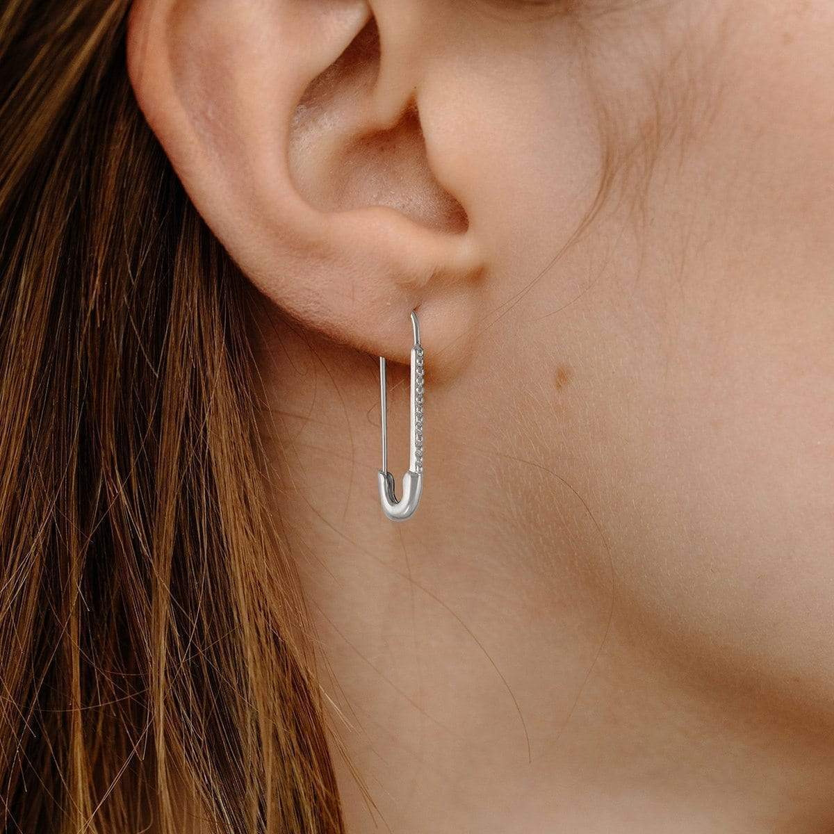 Safety Pin Hoop Earrings - Image 2