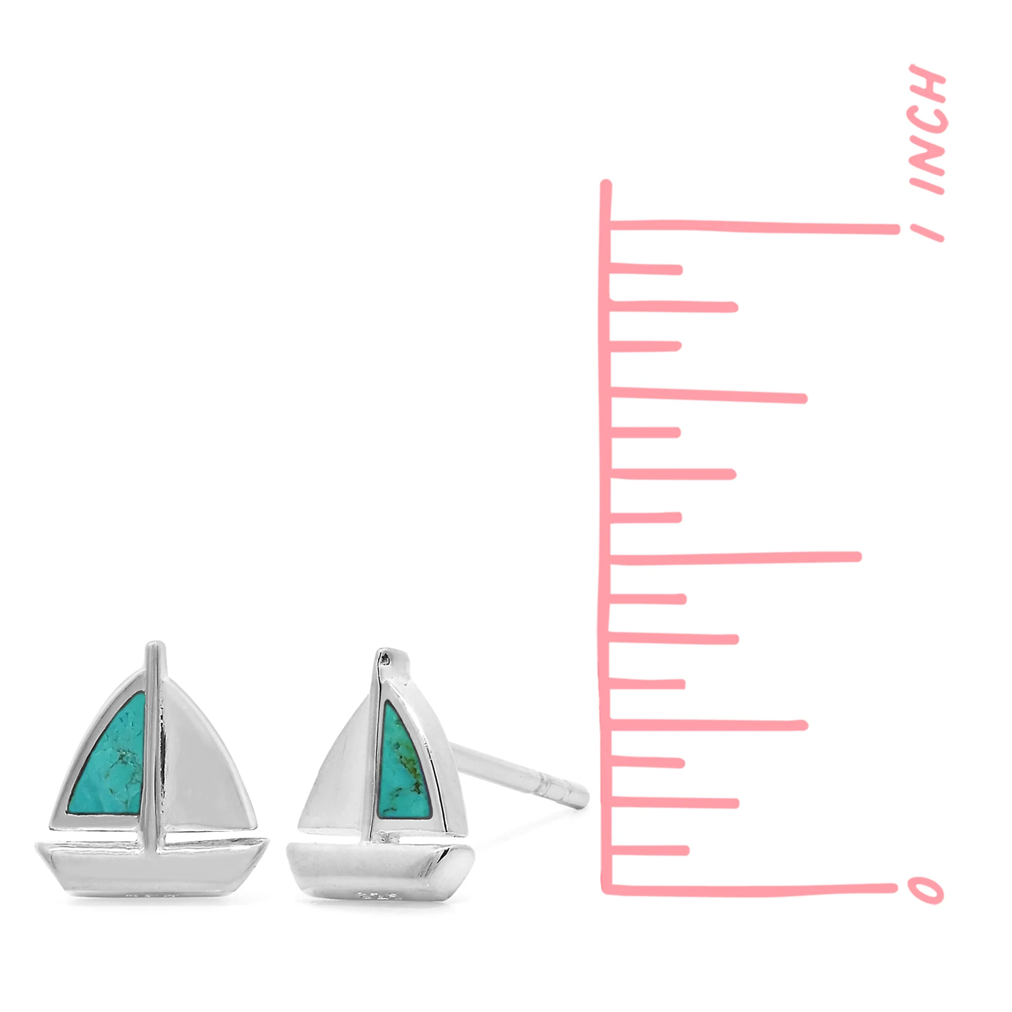 Sailboat Studs with Turquoise - Image 4