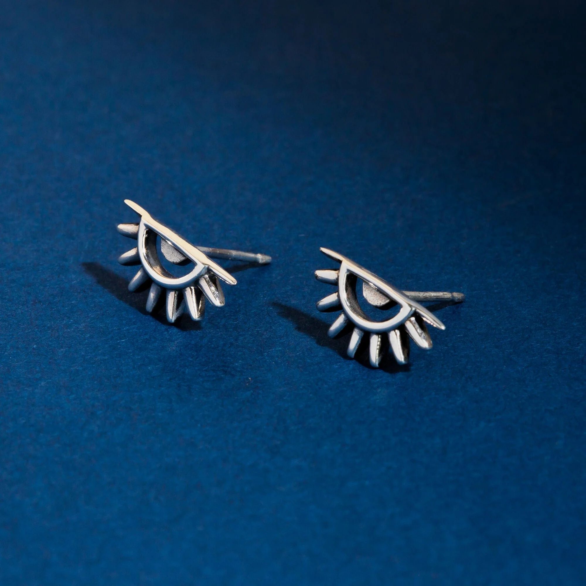 Semi Circle Bohemian Sun Stud Earrings - Image 3