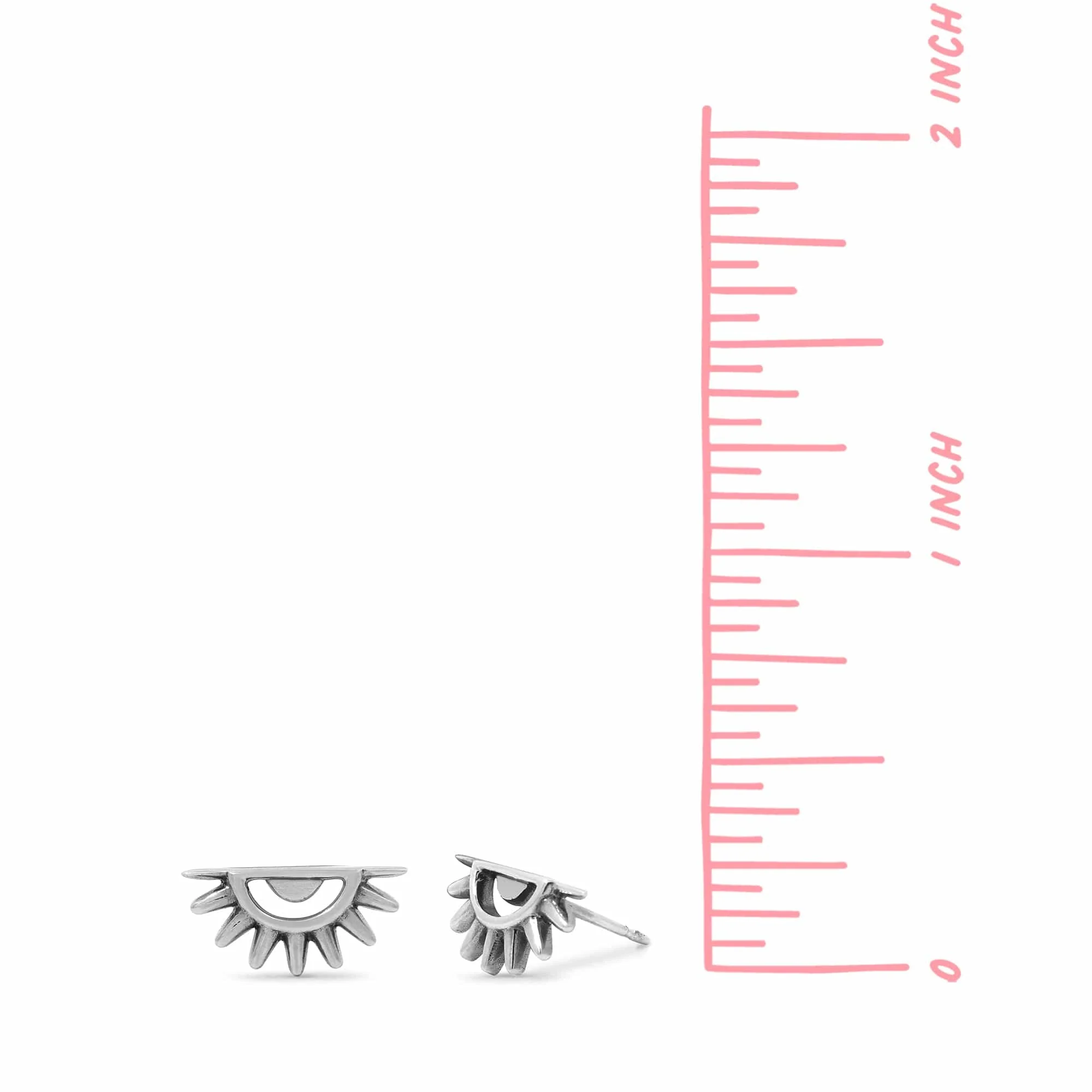 Semi Circle Bohemian Sun Stud Earrings - Image 4