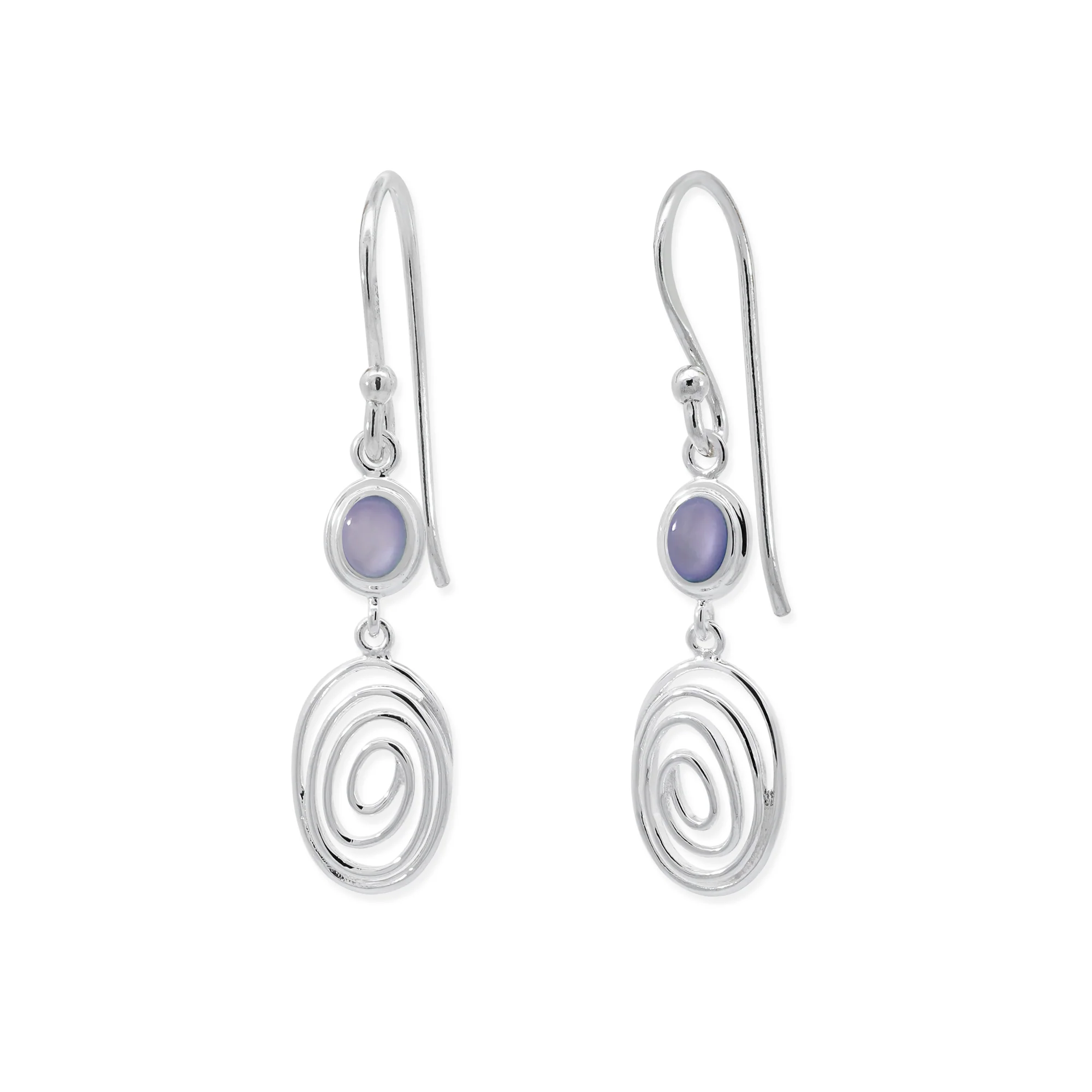 Serene Spiral Dangle Earrings with Stone - Image 2