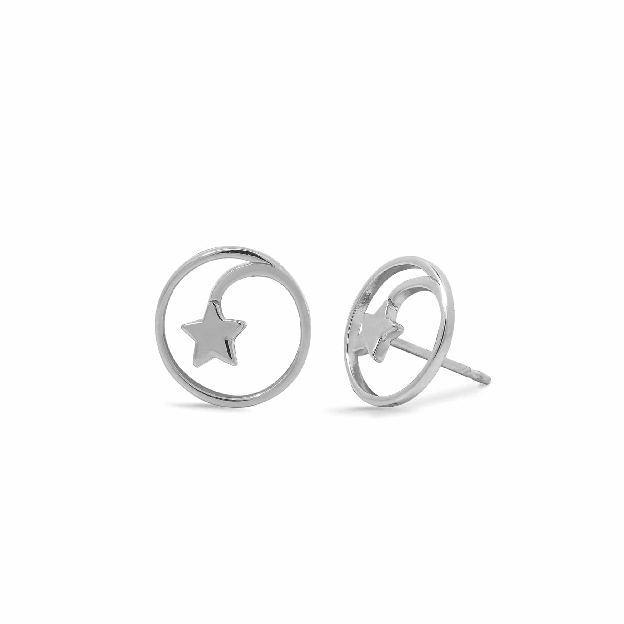 Shooting Star Open Circle Stud Earrings