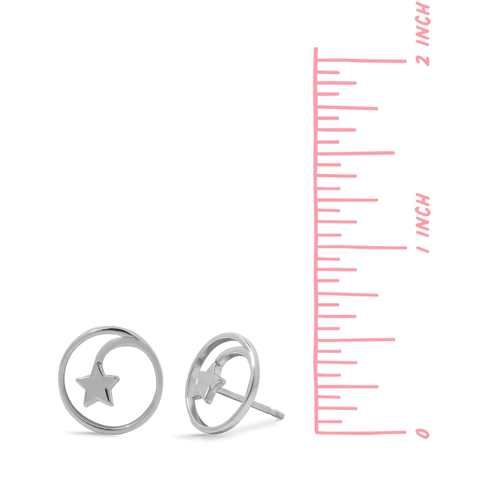 Shooting Star Open Circle Stud Earrings - Image 5